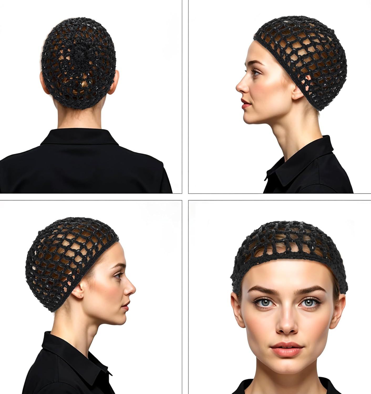 Crochet Hair Net, Comfortable Breathable Hair Net for Silk Press, Sleeping, Shower, Makeup, Hold Hair in Place All Night, Black (Reusable & Elastic, 2 Pack) - Image 4