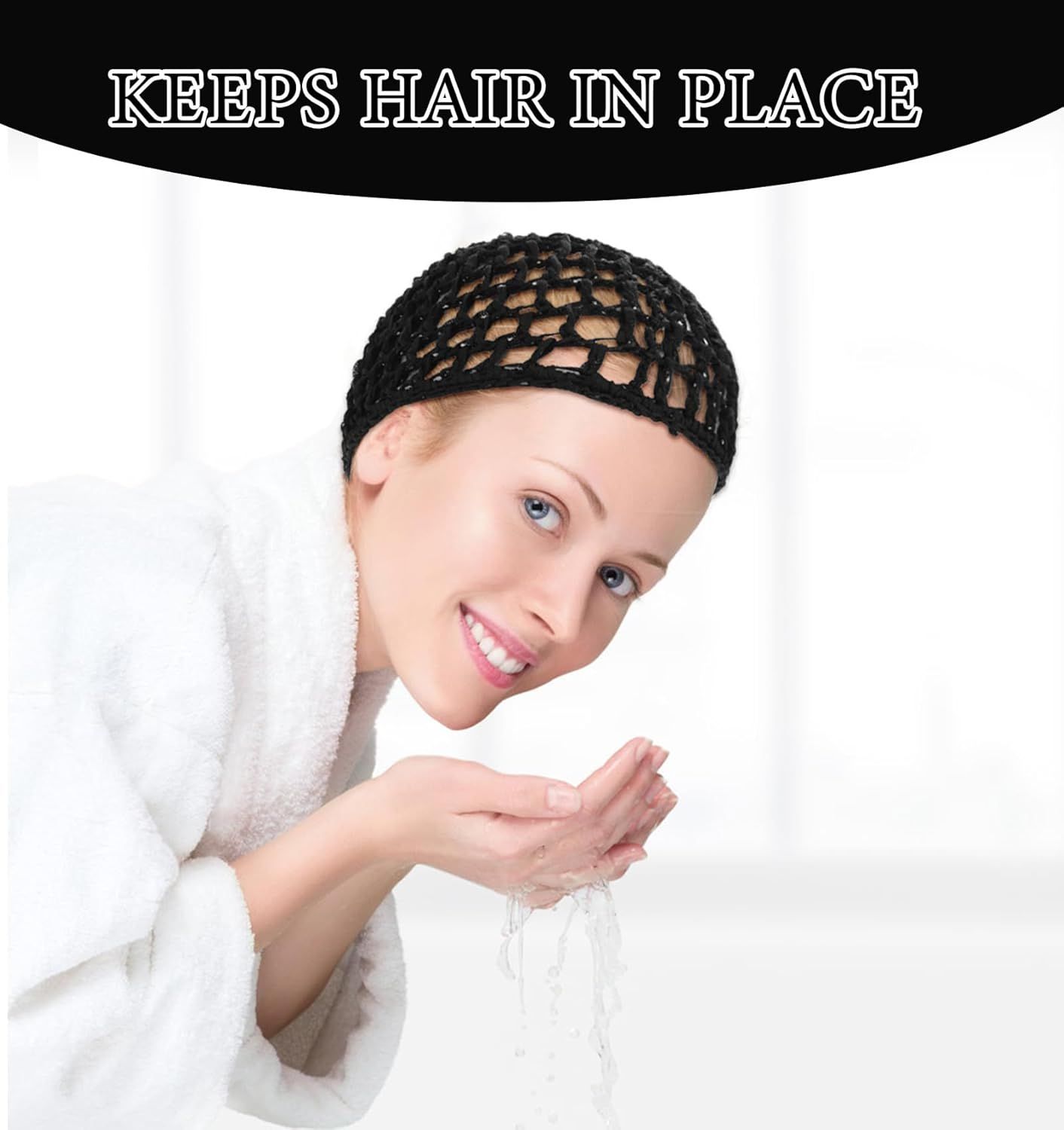 Crochet Hair Net, Comfortable Breathable Hair Net for Silk Press, Sleeping, Shower, Makeup, Hold Hair in Place All Night, Black (Reusable & Elastic, 2 Pack) - Image 5