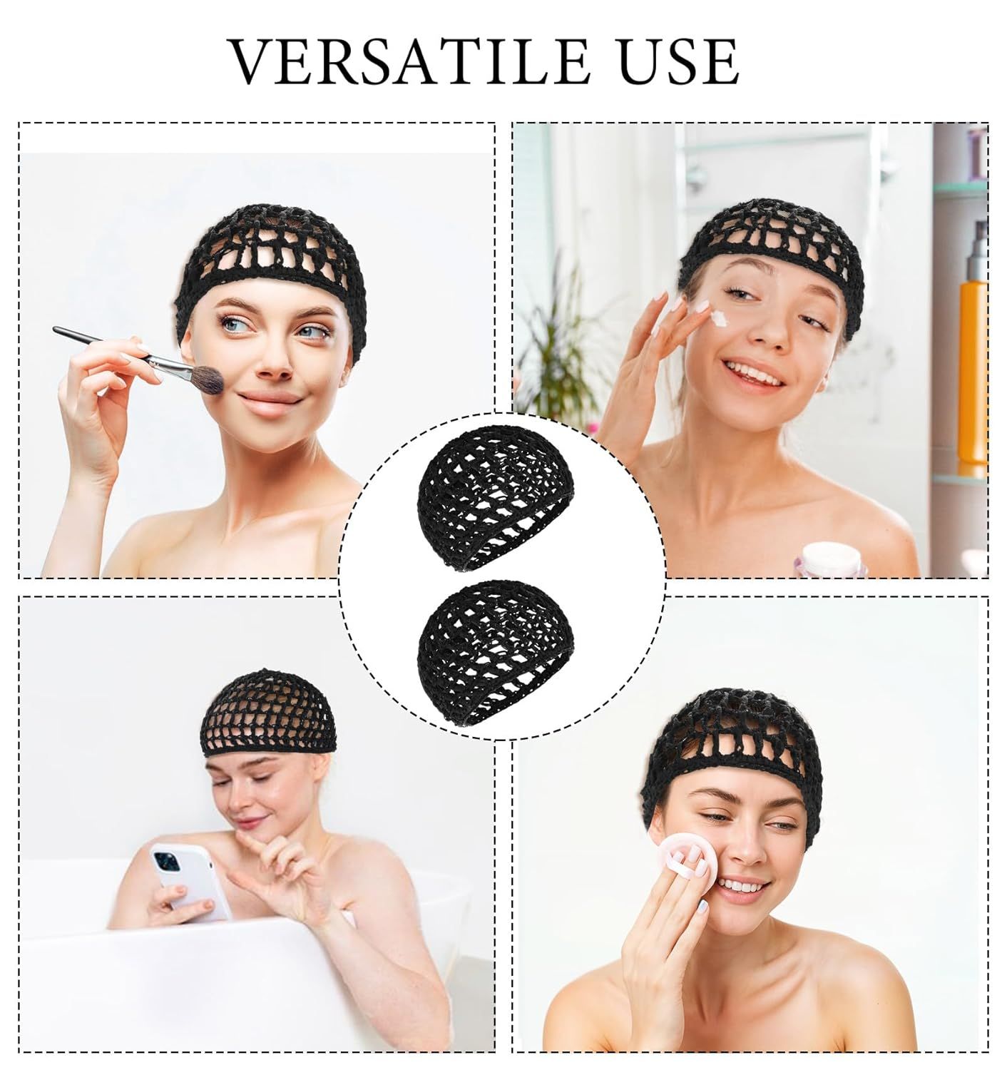 Crochet Hair Net, Comfortable Breathable Hair Net for Silk Press, Sleeping, Shower, Makeup, Hold Hair in Place All Night, Black (Reusable & Elastic, 2 Pack) - Image 7