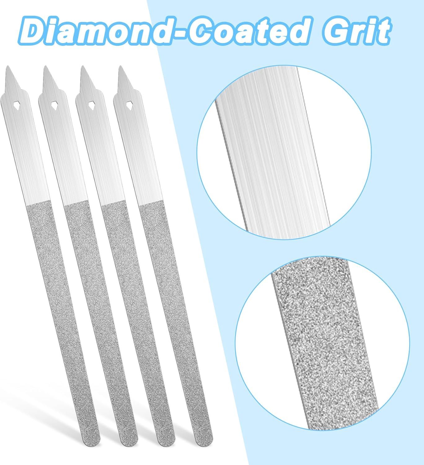 4PCS Diamond Dust Nail File, 6 inch Stainless Steel Diamond Nail File for Salon Home - Image 2