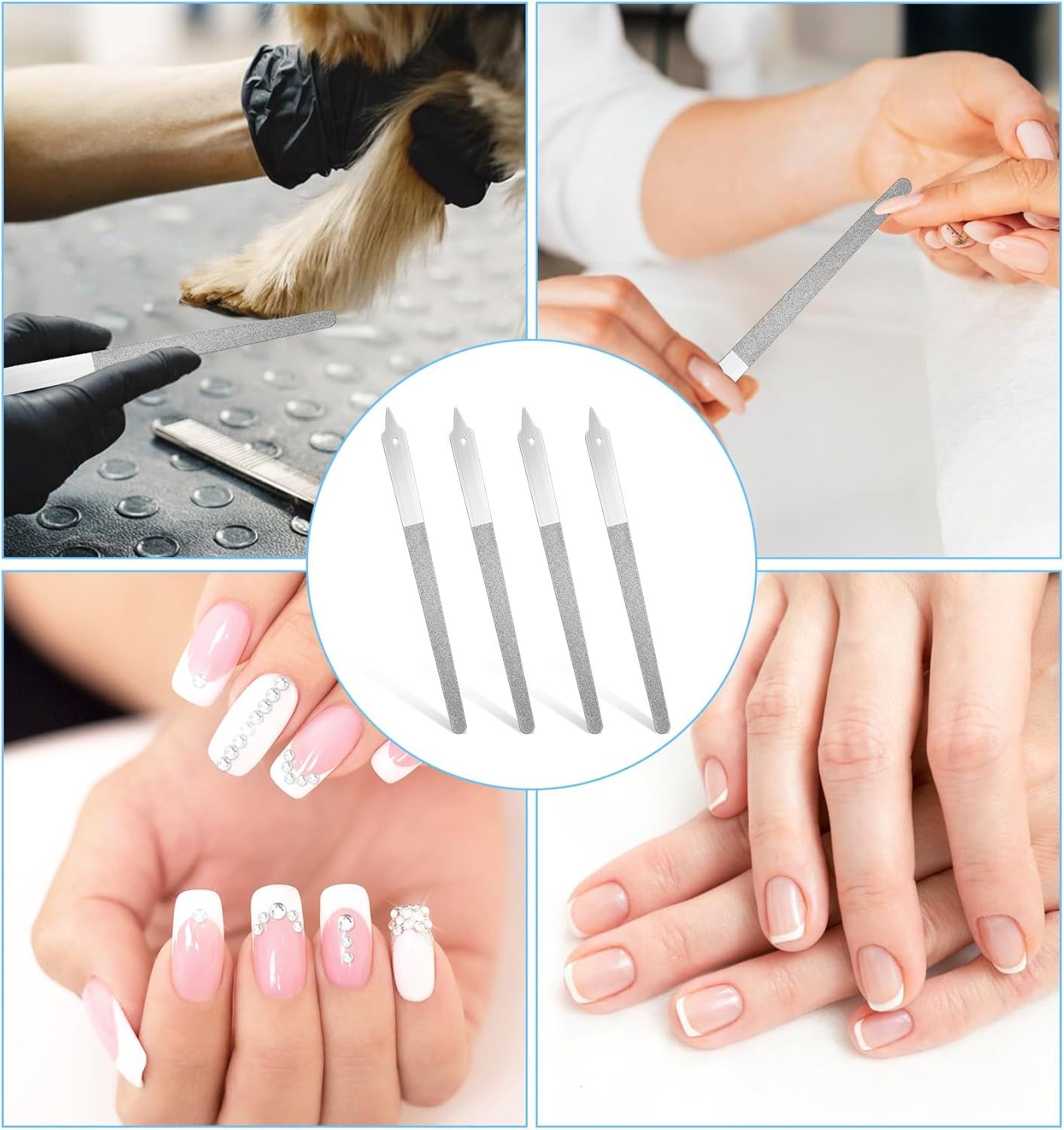 4PCS Diamond Dust Nail File, 6 inch Stainless Steel Diamond Nail File for Salon Home - Image 6