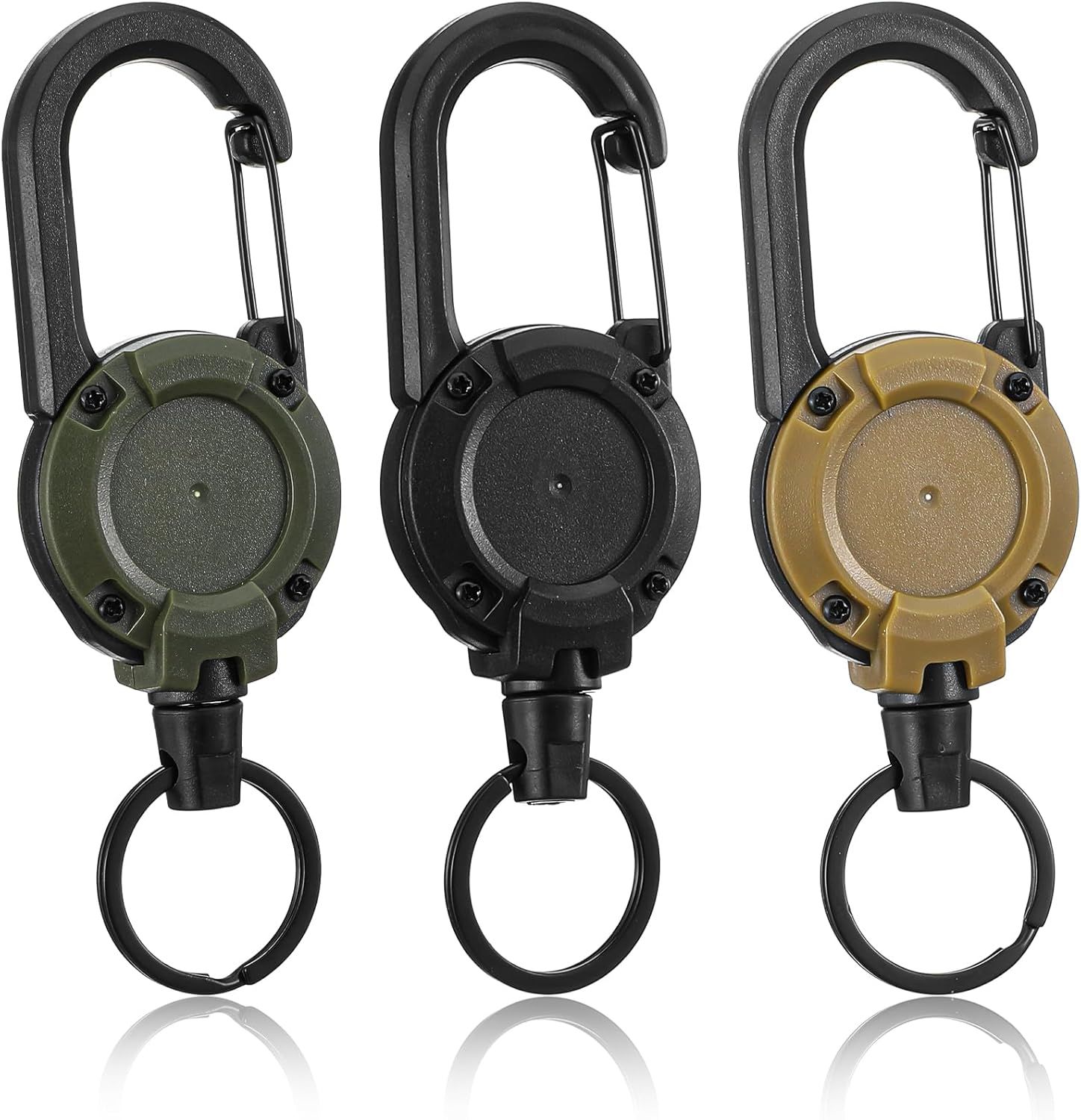 3 Pack Retractable Key Chain, Retractable Keychain Heavy Duty ID Badge Reel with Keys Ring, Keys Holder for Outdoor & Office Use - Image 1
