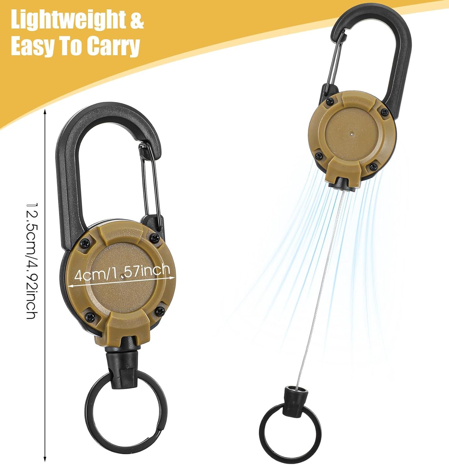 3 Pack Retractable Key Chain, Retractable Keychain Heavy Duty ID Badge Reel with Keys Ring, Keys Holder for Outdoor & Office Use - Image 4