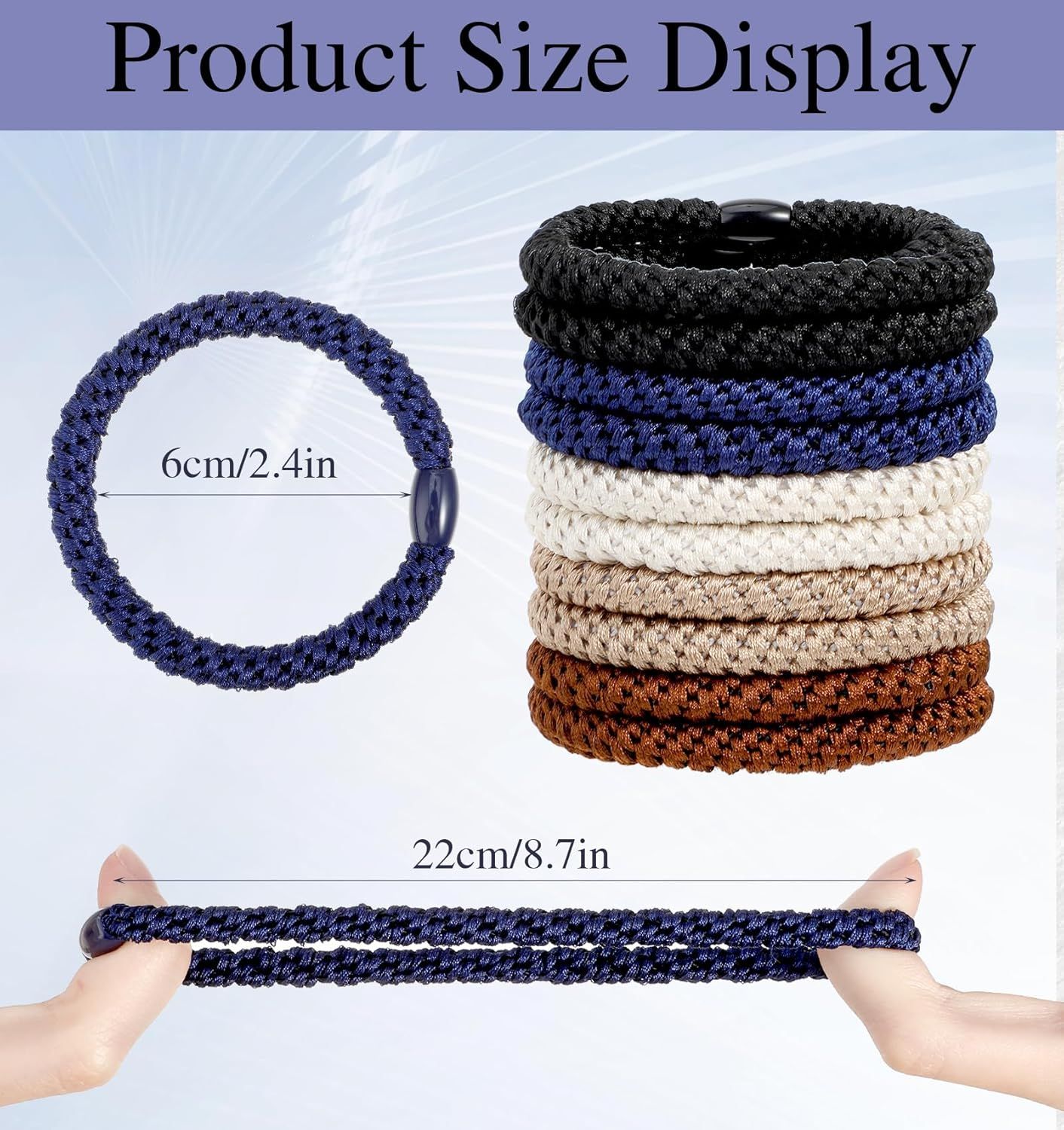 Mens Hair Ties, 10 Pack Hair Ties for Men Guys with Smooth Beads (Multicolor) - Image 2