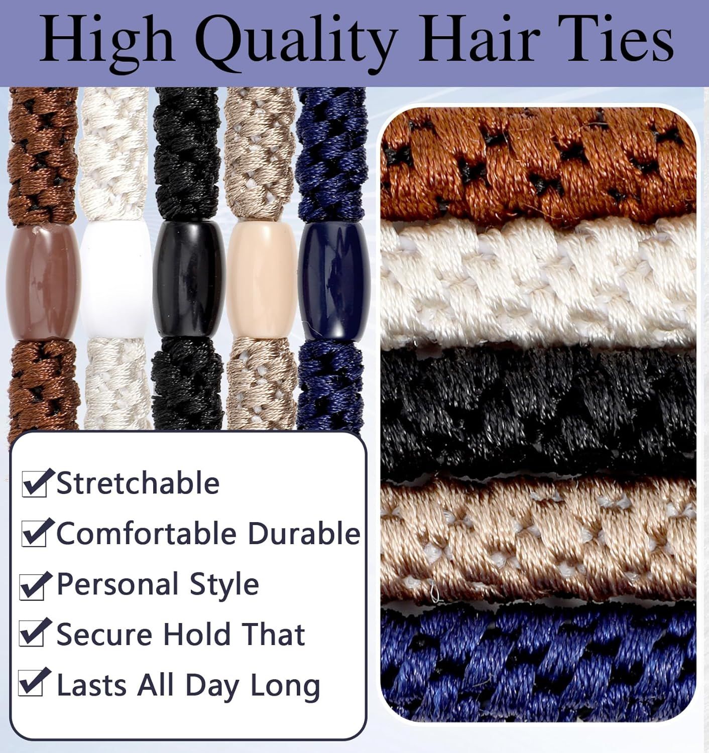 Mens Hair Ties, 10 Pack Hair Ties for Men Guys with Smooth Beads (Multicolor) - Image 4