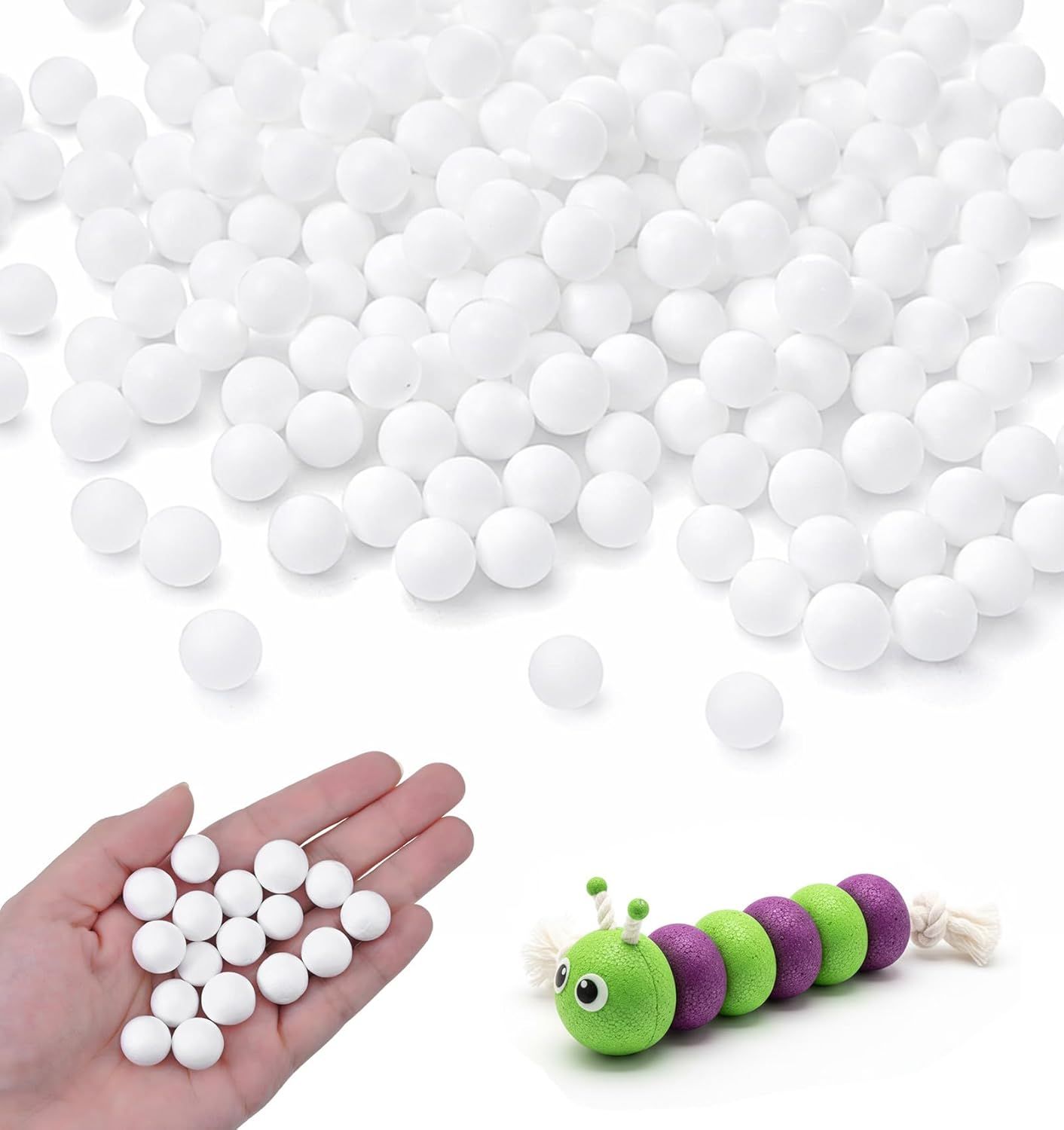200 Pcs Styrofoam Balls Small, 0.6 Inch Small Styrofoam Balls for DIY Crafts, Christmas Tree & Holiday Decorations, Polystyrene Round White Craft Ball for Slime, Ornaments, Art Projects - Image 1