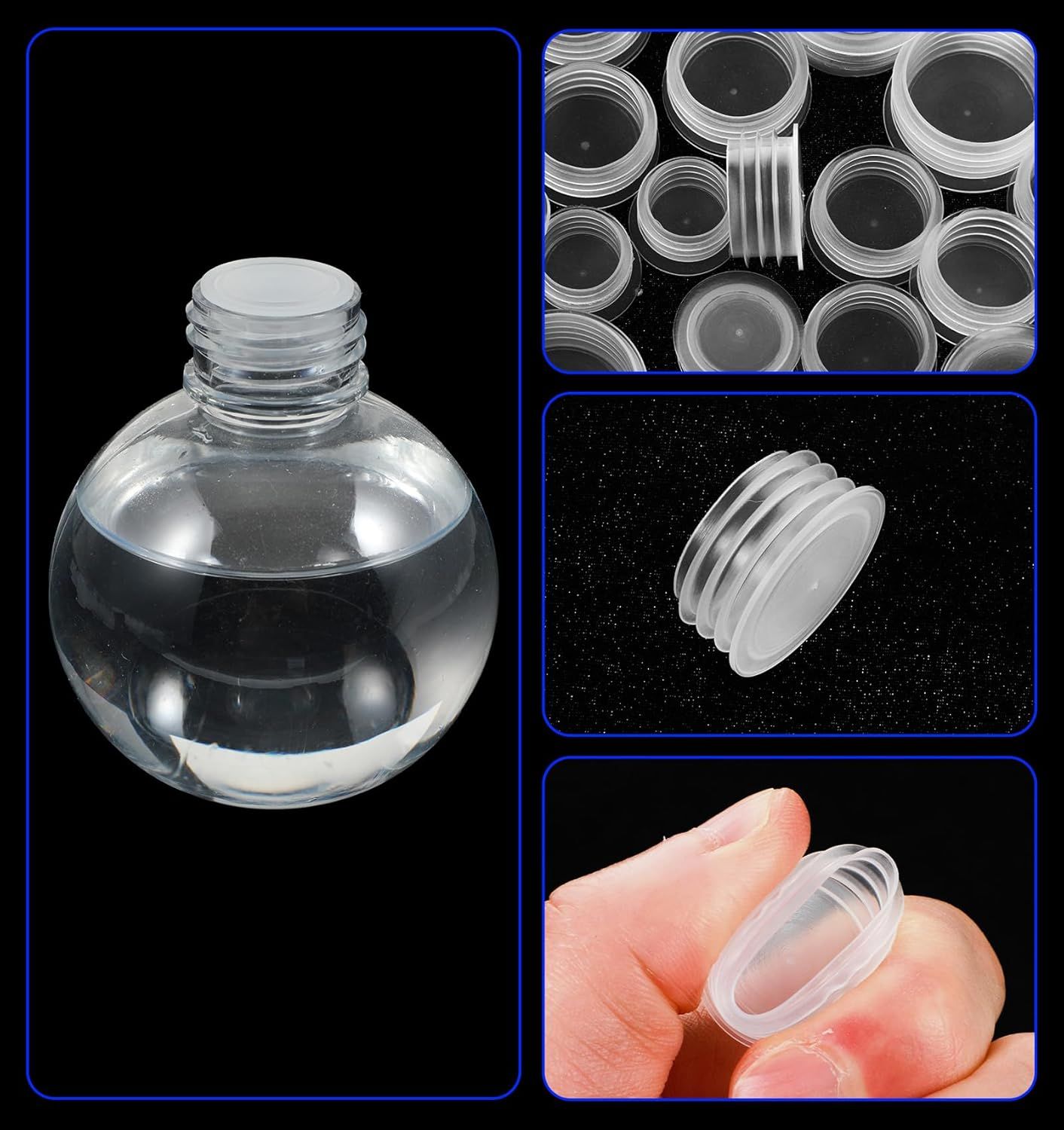 60Pcs Salt and Pepper Stoppers Plugs, 6 Sizes (13/15/17/18/19/23 mm) Plastic Bottle Plugs, Leak-Proof Clear Caps for Spice Containers & Shaker Bottles, Reusable - Image 4