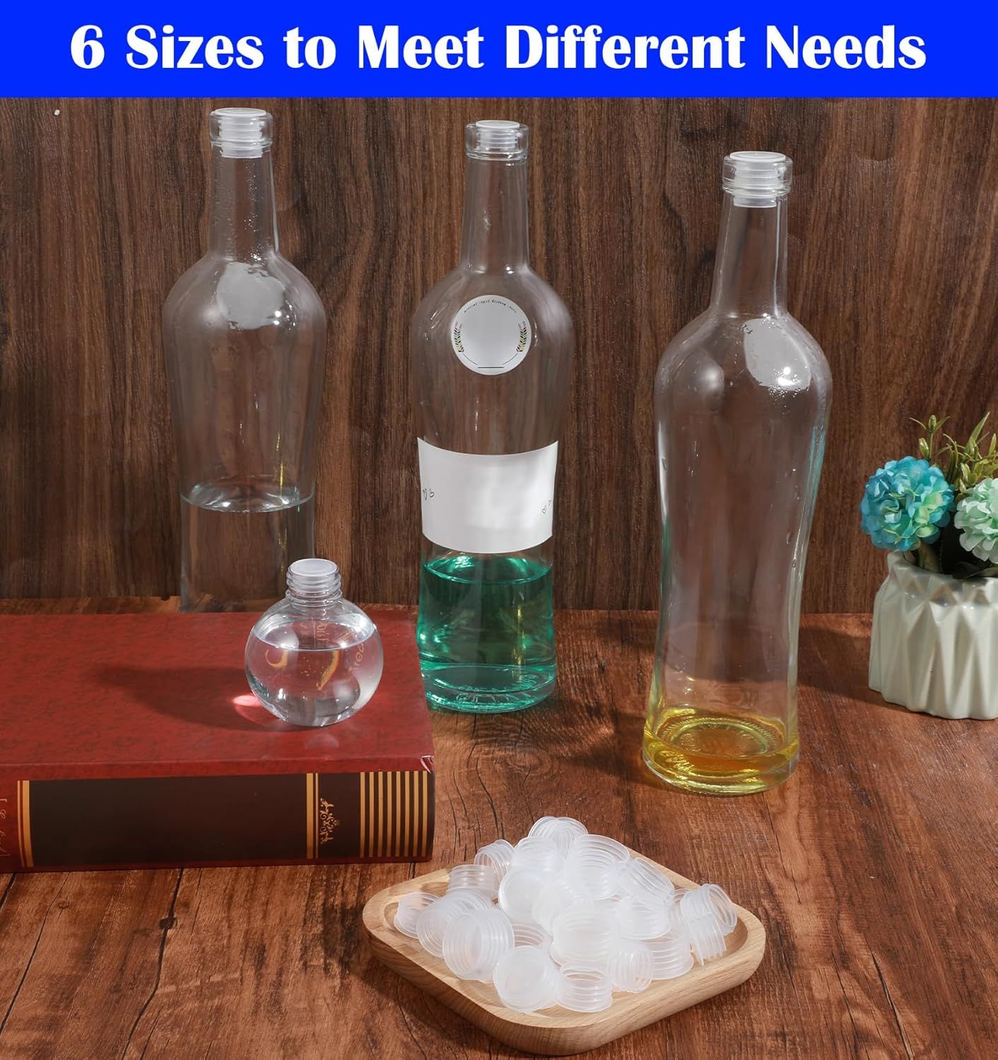 60Pcs Salt and Pepper Stoppers Plugs, 6 Sizes (13/15/17/18/19/23 mm) Plastic Bottle Plugs, Leak-Proof Clear Caps for Spice Containers & Shaker Bottles, Reusable - Image 5