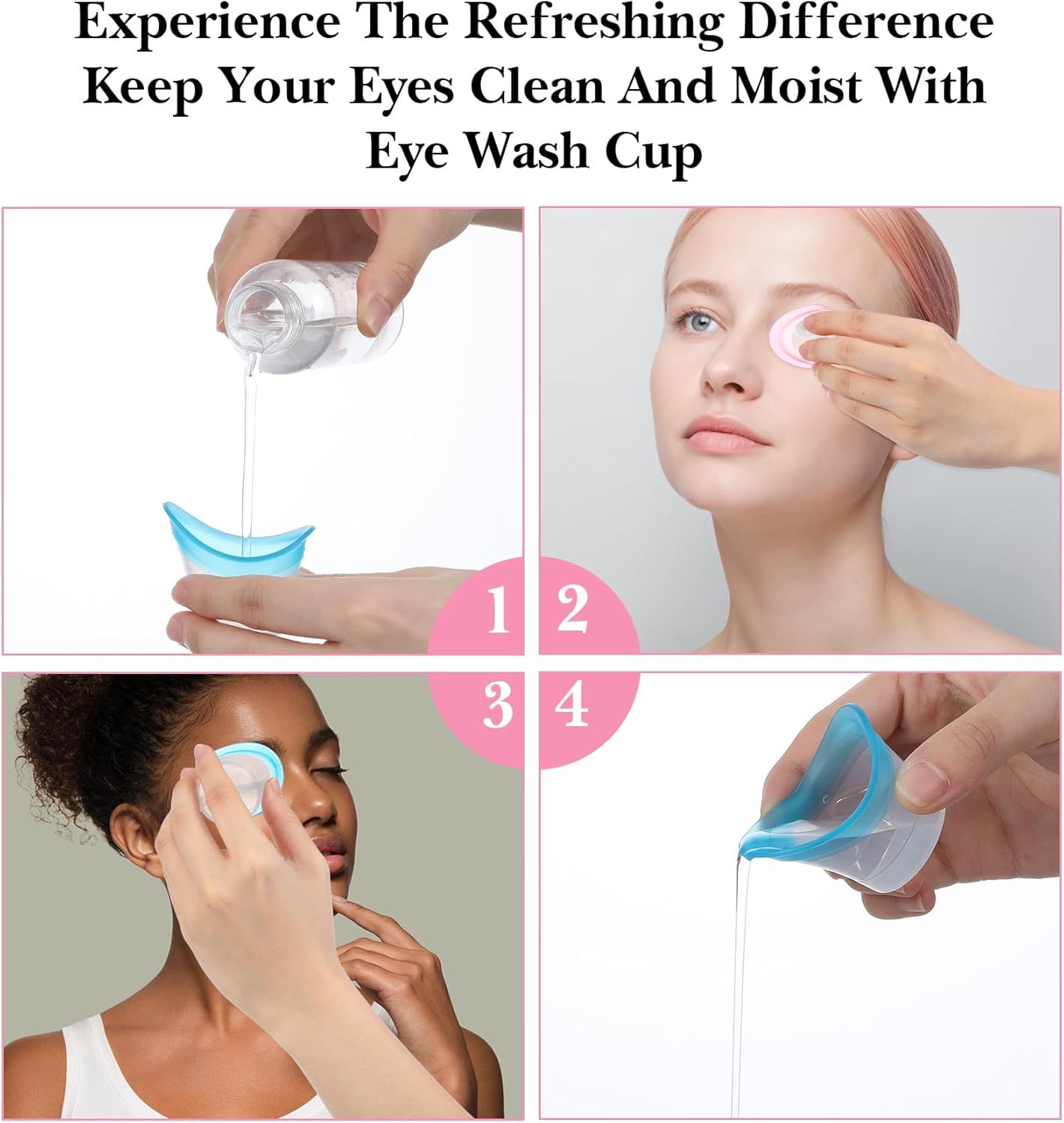 4 Pcs Eye Wash Cup, Eye Cups for Eyes Wash Silicone Eyes Cleansing Cups for Quick & Effective Rinse, Portable Tool for Dust, Makeup, Irritants - Image 6