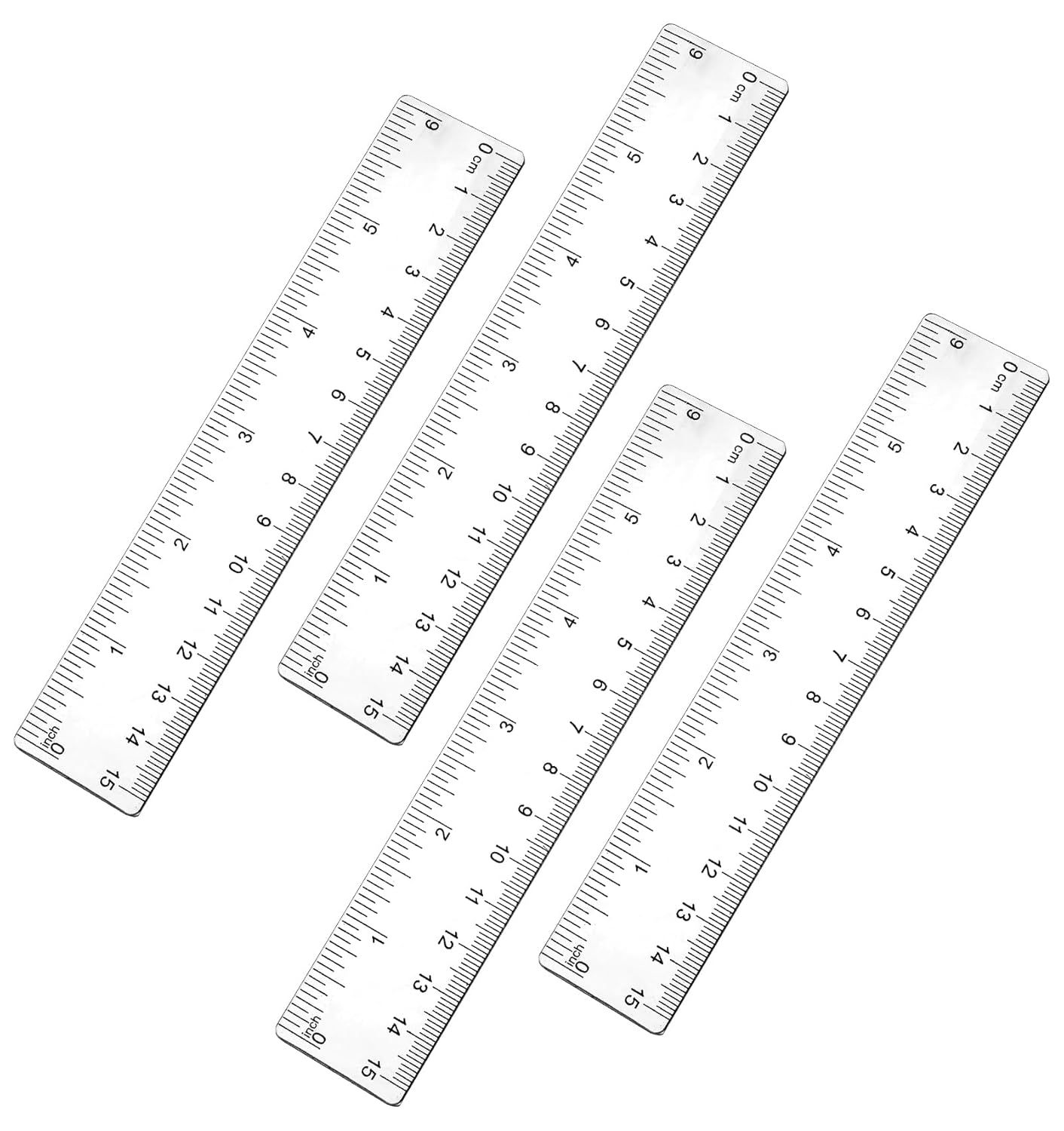 4Pcs 6 Inch Ruler, Plastic Clear Ruler 6 inch Small Rulers for Drawing & Underlining, Short Transparent Straight Measuring Tool Ideal for Journaling School Work, Easy to Use - Image 1
