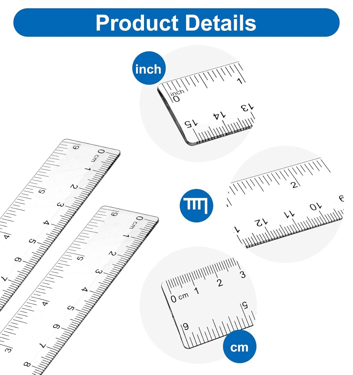 4Pcs 6 Inch Ruler, Plastic Clear Ruler 6 inch Small Rulers for Drawing & Underlining, Short Transparent Straight Measuring Tool Ideal for Journaling School Work, Easy to Use - Image 3