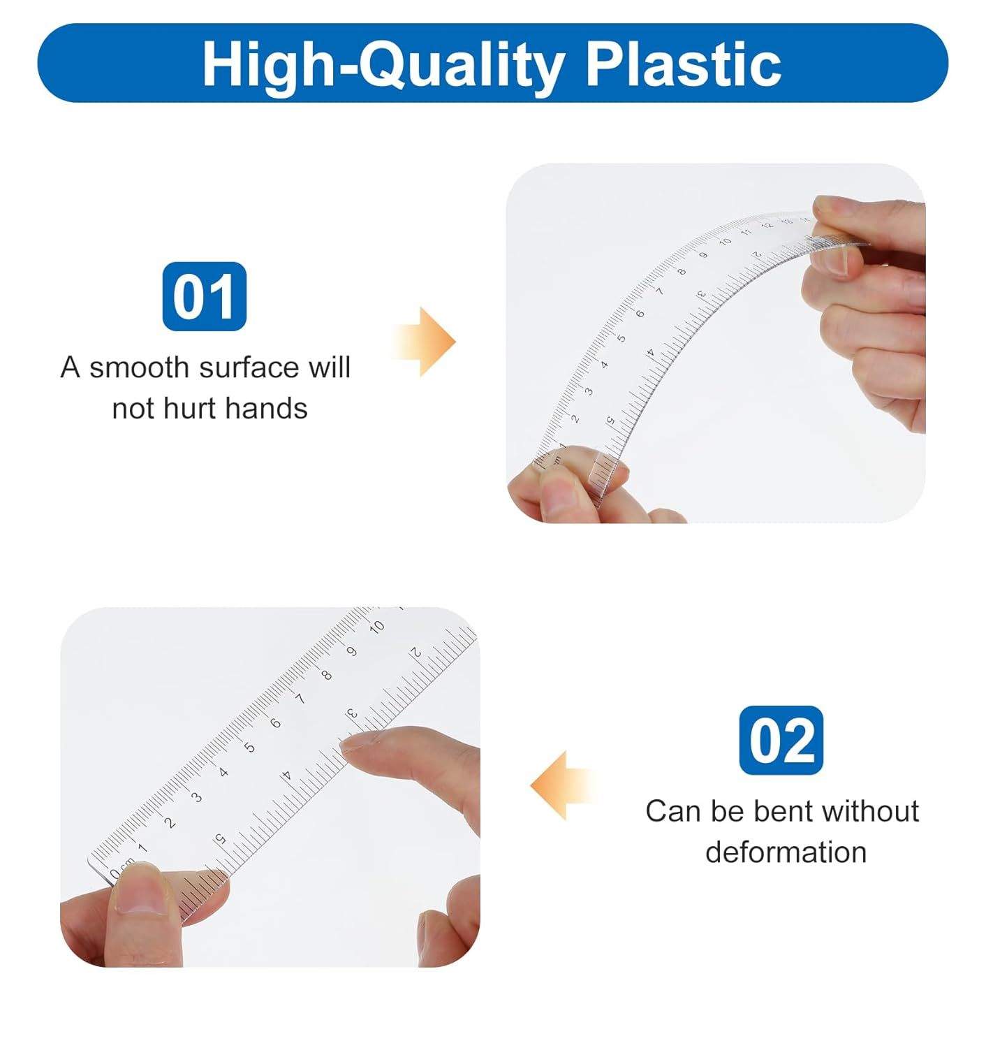 4Pcs 6 Inch Ruler, Plastic Clear Ruler 6 inch Small Rulers for Drawing & Underlining, Short Transparent Straight Measuring Tool Ideal for Journaling School Work, Easy to Use - Image 4