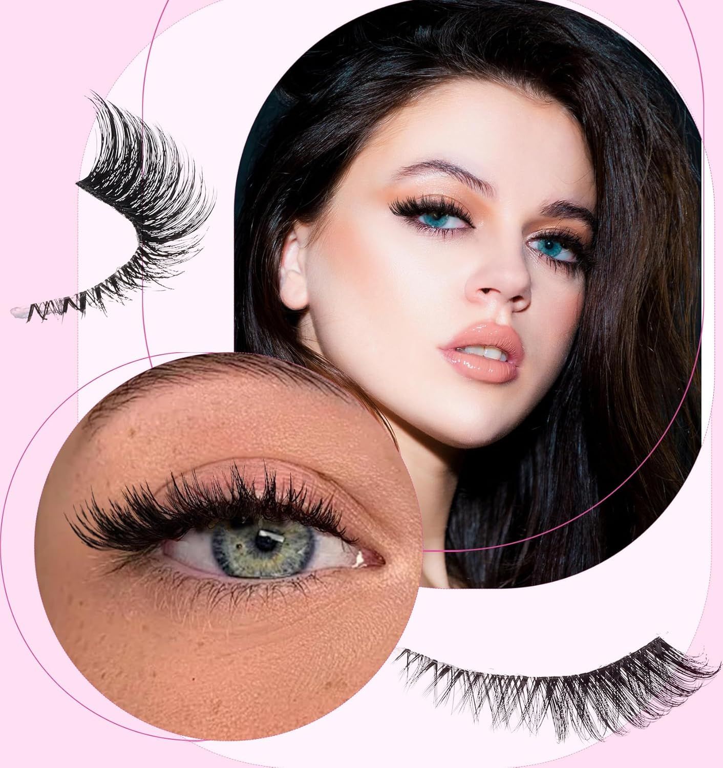 5 Pair Fox Eye Lashes, Fox-Eye Faux Mink Set Reusable Cat Eye Lashes, Wispy Lightweight Strips for Daily & Party Makeup Looks - Image 3