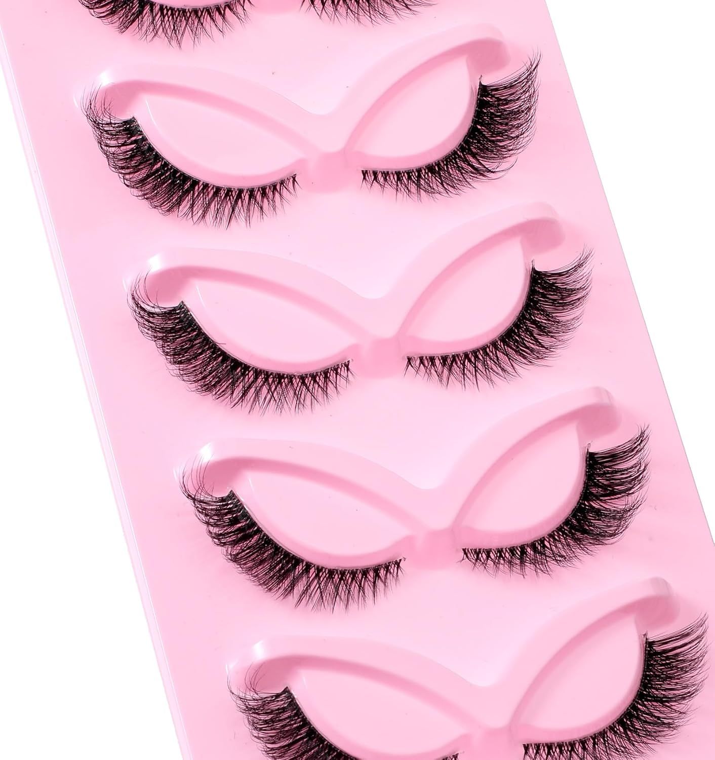 5 Pair Fox Eye Lashes, Fox-Eye Faux Mink Set Reusable Cat Eye Lashes, Wispy Lightweight Strips for Daily & Party Makeup Looks - Image 7