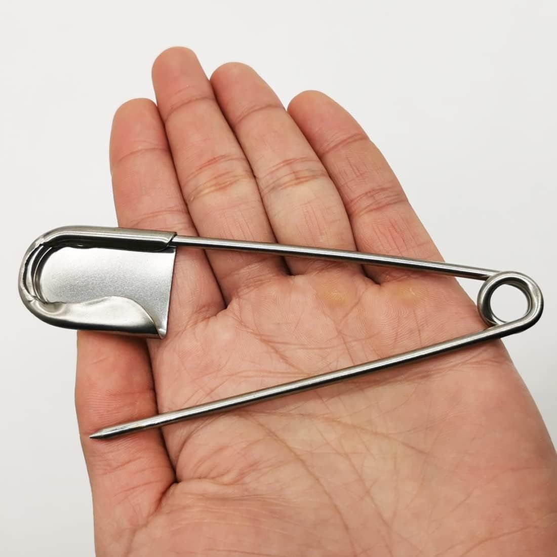 5 PCS of 5 Inch Heavy Duty Jumbo Stainless Steel Safety Pins Silver Color Safety Pins for Laundry, Blanket, Key Rings, Outdoor - Image 1