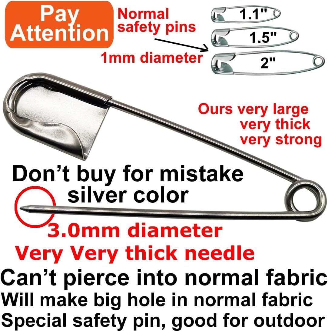 5 PCS of 5 Inch Heavy Duty Jumbo Stainless Steel Safety Pins Silver Color Safety Pins for Laundry, Blanket, Key Rings, Outdoor - Image 2
