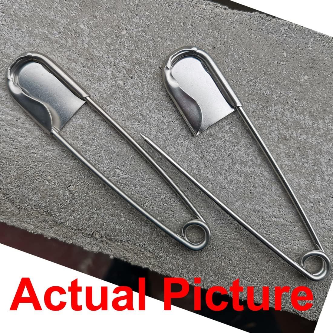 5 PCS of 5 Inch Heavy Duty Jumbo Stainless Steel Safety Pins Silver Color Safety Pins for Laundry, Blanket, Key Rings, Outdoor - Image 3