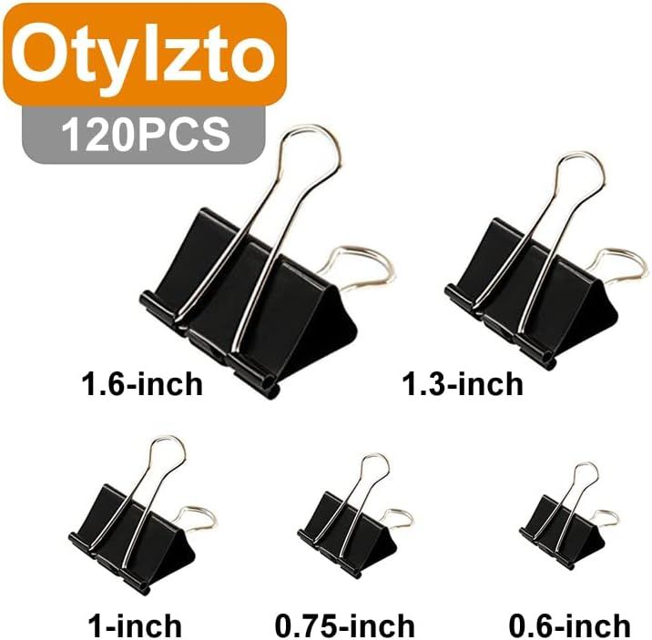 120Pcs Binder Clips Assorted Size, Office Clips with Clear Storage Container, Bulldog Clips, Paper Clips, Office Supplies - Image 3