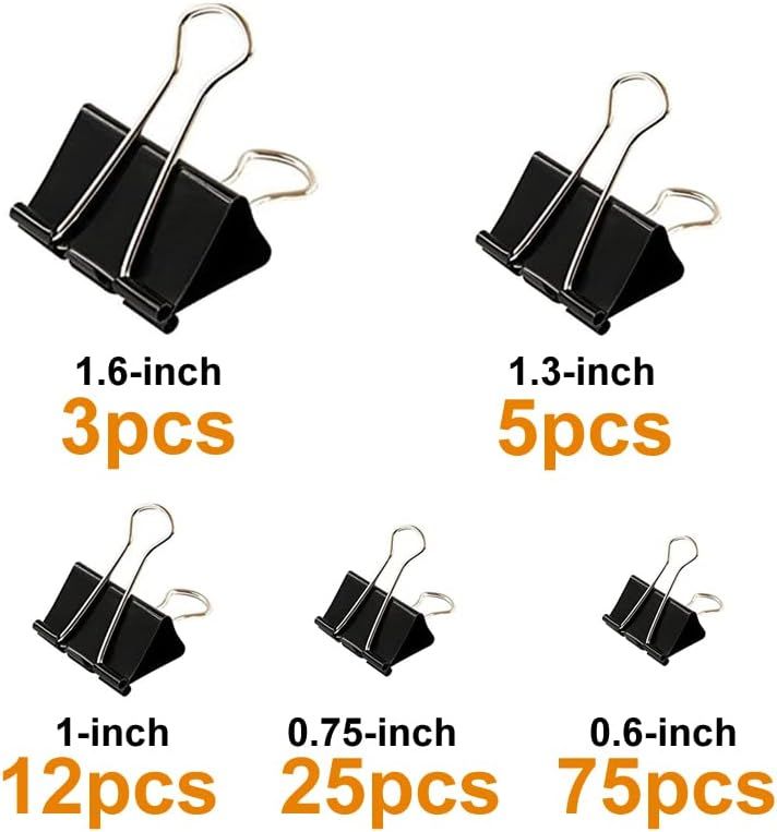 120Pcs Binder Clips Assorted Size, Office Clips with Clear Storage Container, Bulldog Clips, Paper Clips, Office Supplies - Image 4