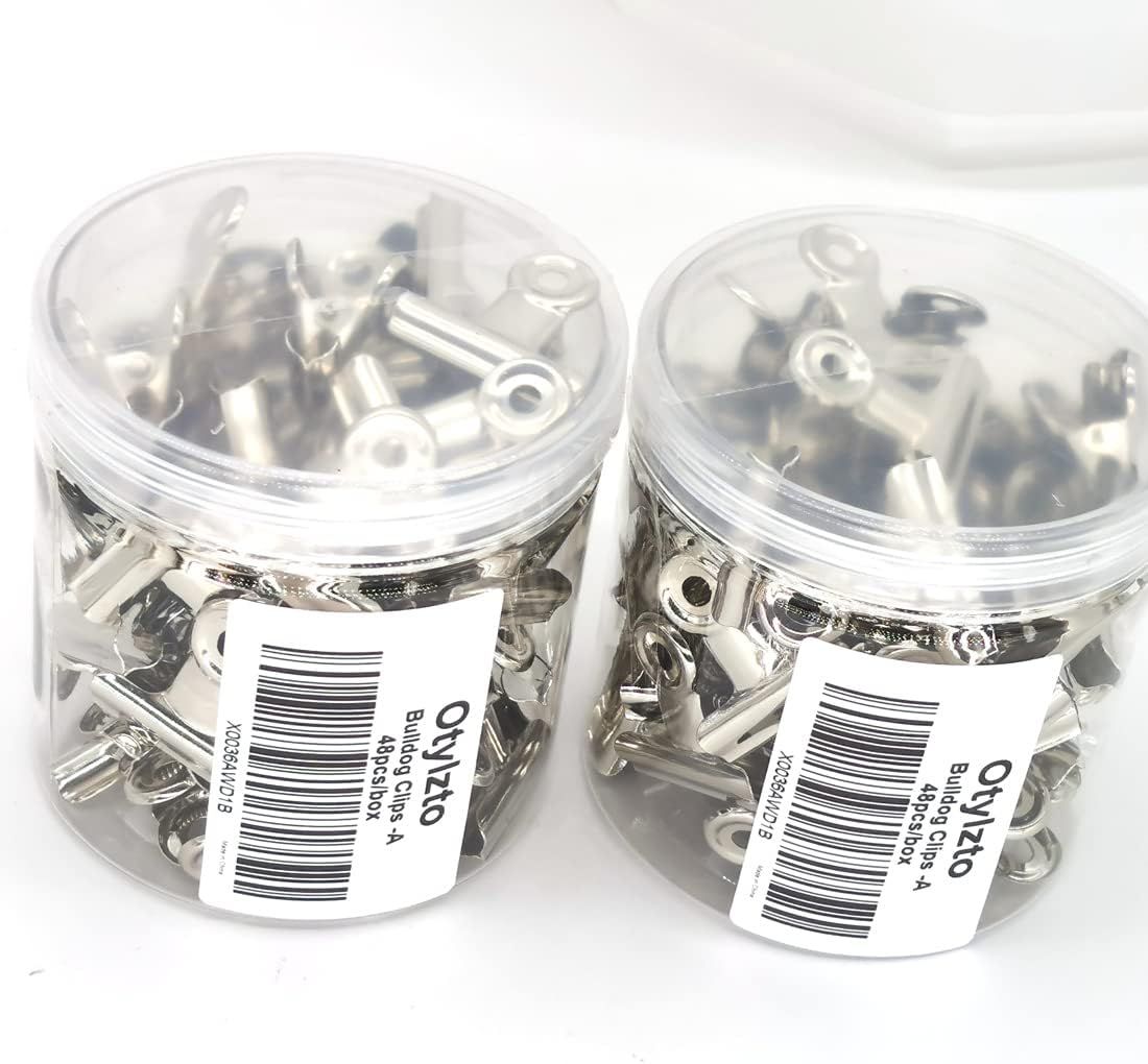48PCS Bulldog Clips Silver 1.25 Inches,Mini Binder Clips,Metal Paper Clips with Transparent Storage Box,Hinge Clips for Crafts - Image 3