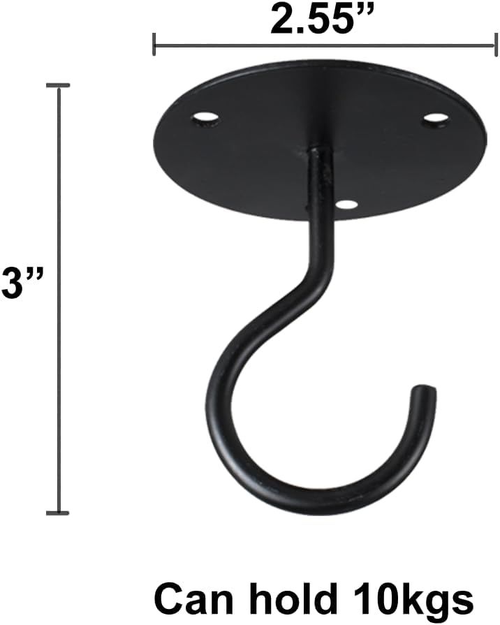 4Pack Ceiling Hooks for Hanging Plants - Heavy Duty Plant Hooks for Hanging Baskets,Lanterns,Wind Chimes,Planters,Plant Hanger Hook,Ceiling Plant Hangers,Outdoor Decoration Hooks (Black) - Image 2