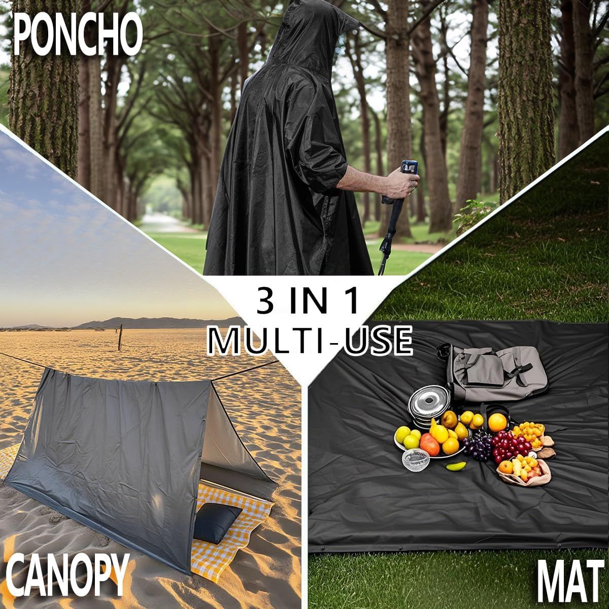 Waterproof Lightweigh Hooded Rain Poncho Raincoat Jacket for Men Women Rain Coat with Pocket Adult Outdoor Hiking - Image 2