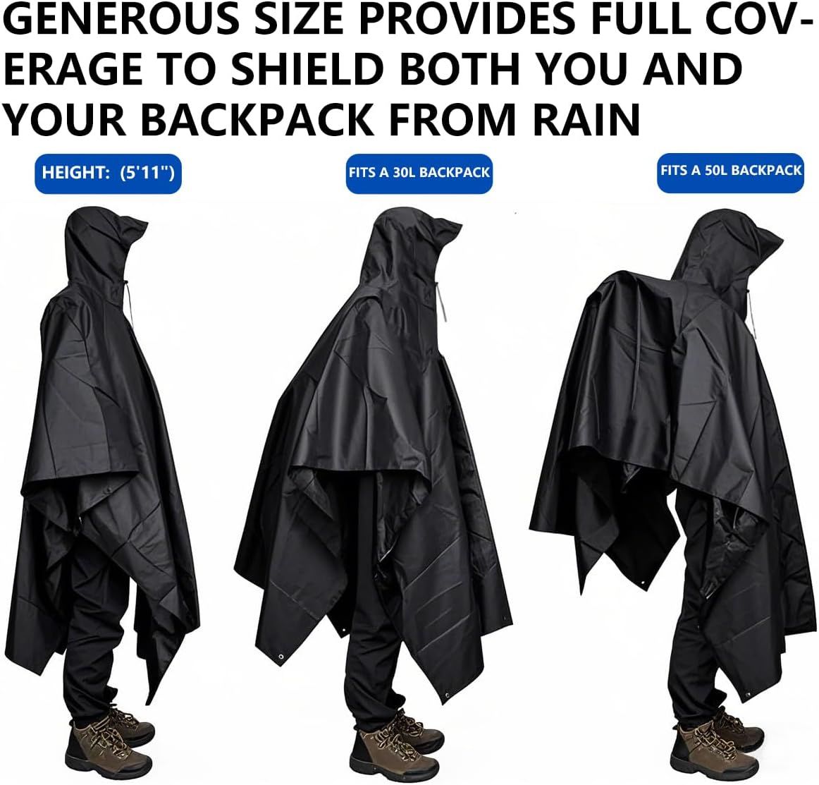 Waterproof Lightweigh Hooded Rain Poncho Raincoat Jacket for Men Women Rain Coat with Pocket Adult Outdoor Hiking - Image 4