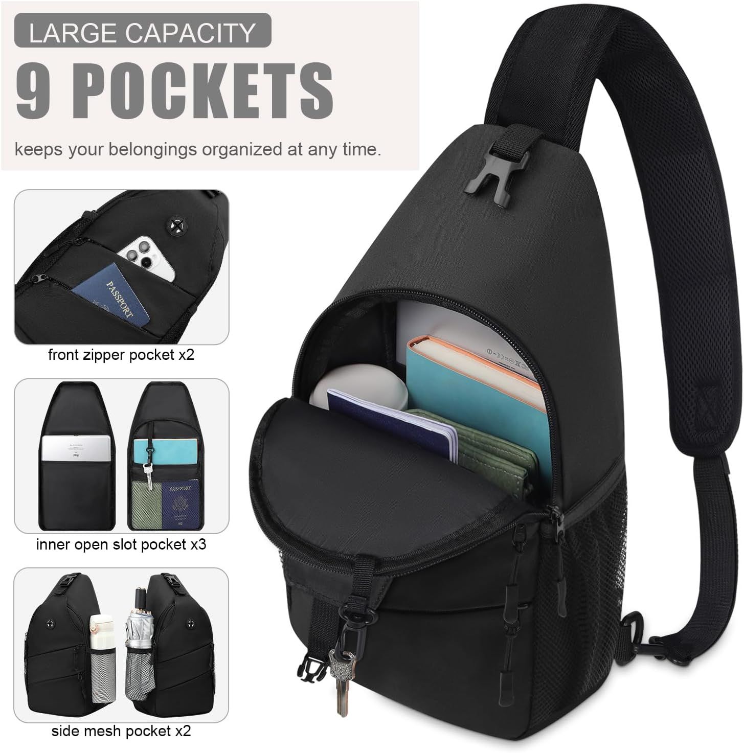 Crossbody Bags for Women Men Trendy Sling Bag Backpack Casual Chest Bag with Convertible Shoulder Strap - Image 3