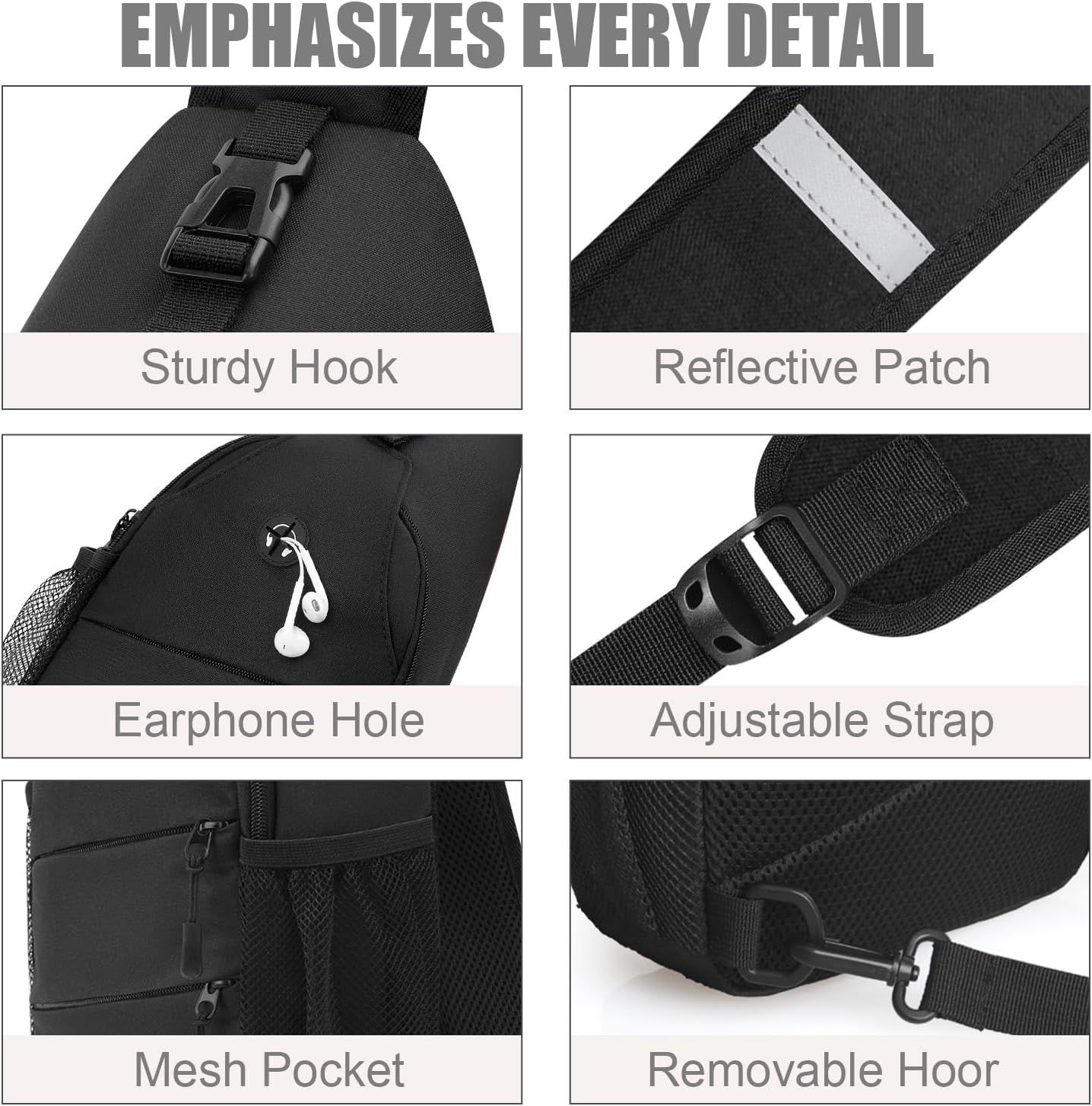 Crossbody Bags for Women Men Trendy Sling Bag Backpack Casual Chest Bag with Convertible Shoulder Strap - Image 5