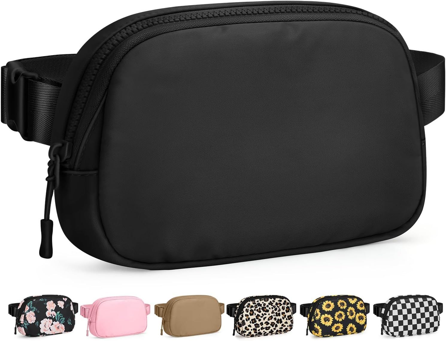 Fanny Packs for Women Cross Body Bag Waterproof Belt Bag with Adjustable Strap and Zipper Back Pocket Small Crossbody Bags Fashion Waist Packs for Workout Travelling(Black) - Image 1