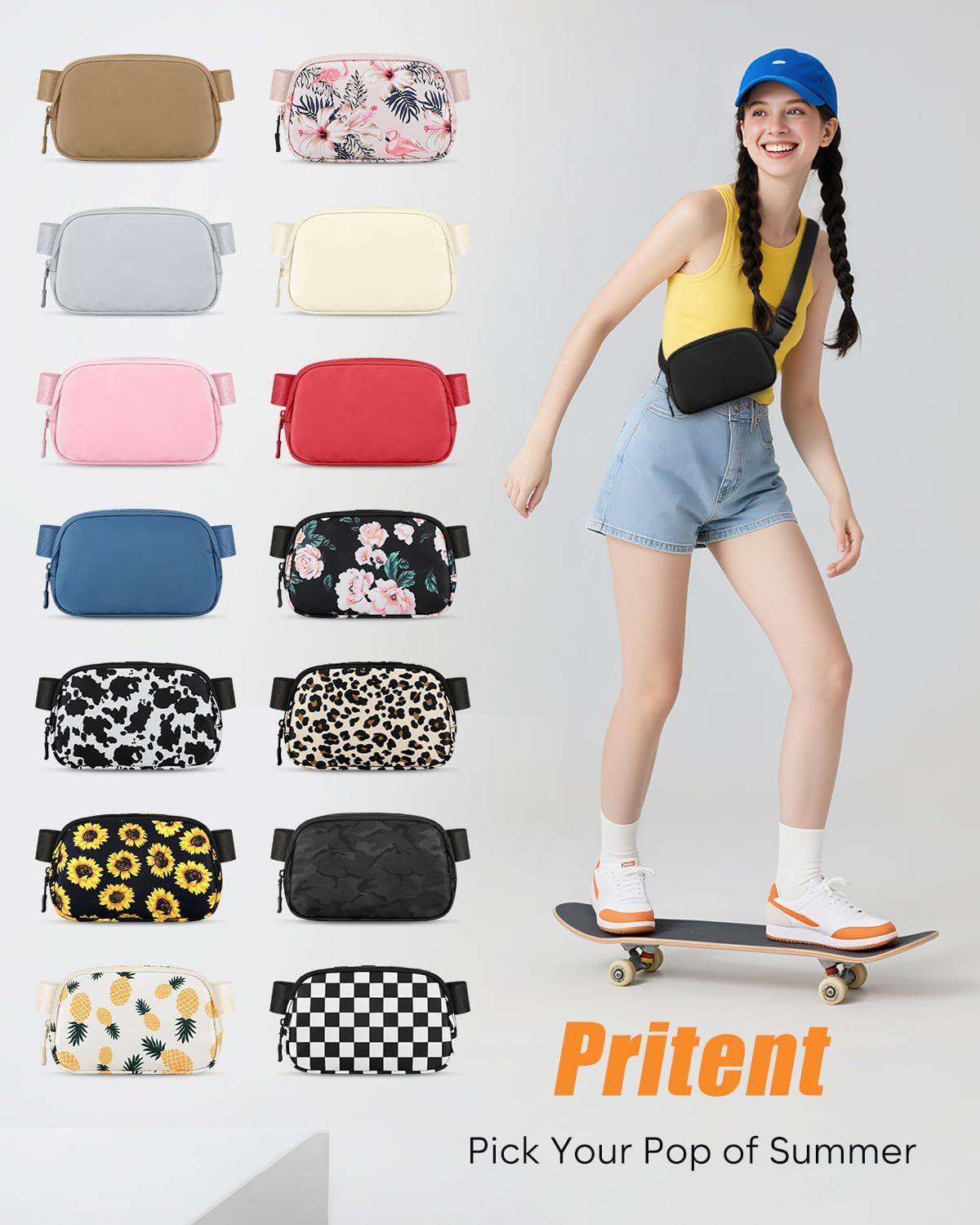 Fanny Packs for Women Cross Body Bag Waterproof Belt Bag with Adjustable Strap and Zipper Back Pocket Small Crossbody Bags Fashion Waist Packs for Workout Travelling(Black) - Image 8