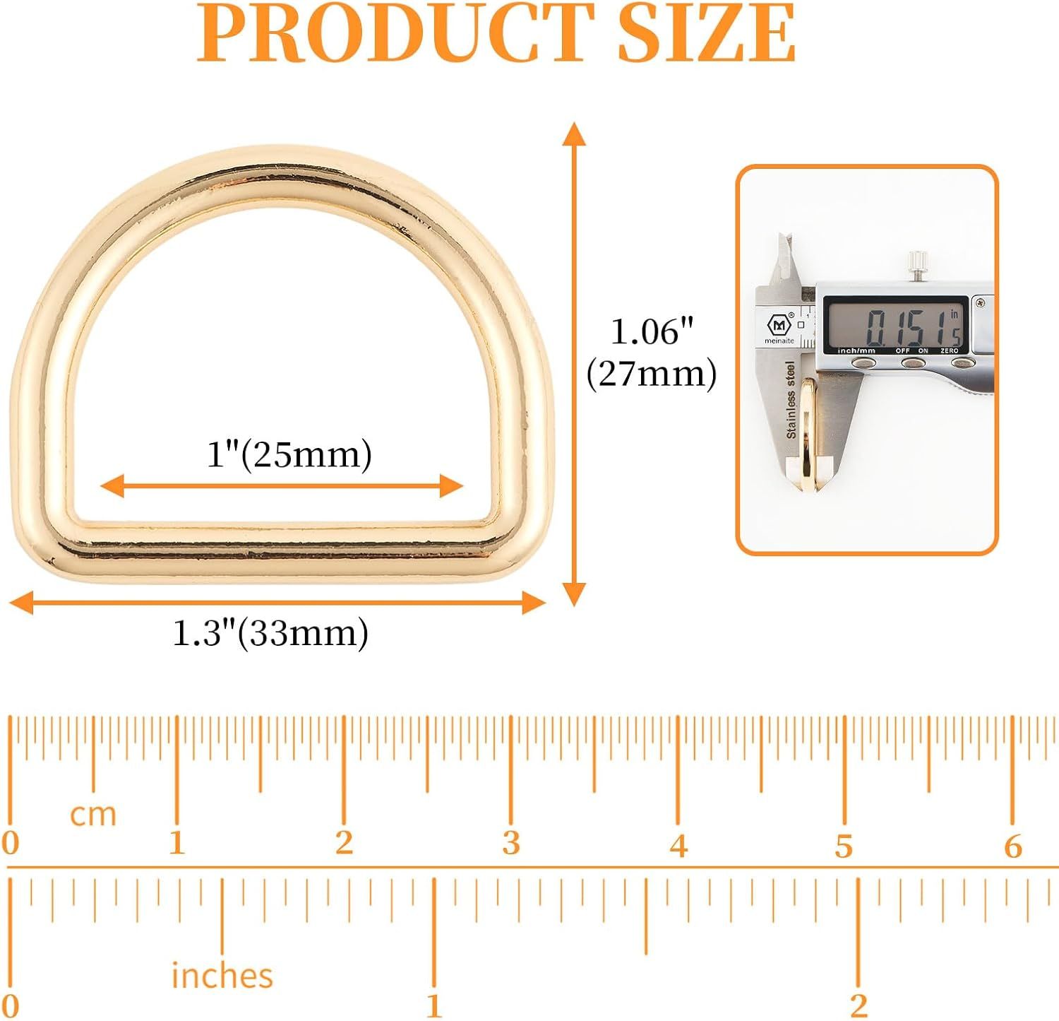 Metal D Ring,Heavy Duty Welded Solid D Rings for sewing,Purse Making Supplies,Backpacks,Webbing Straps - Image 2