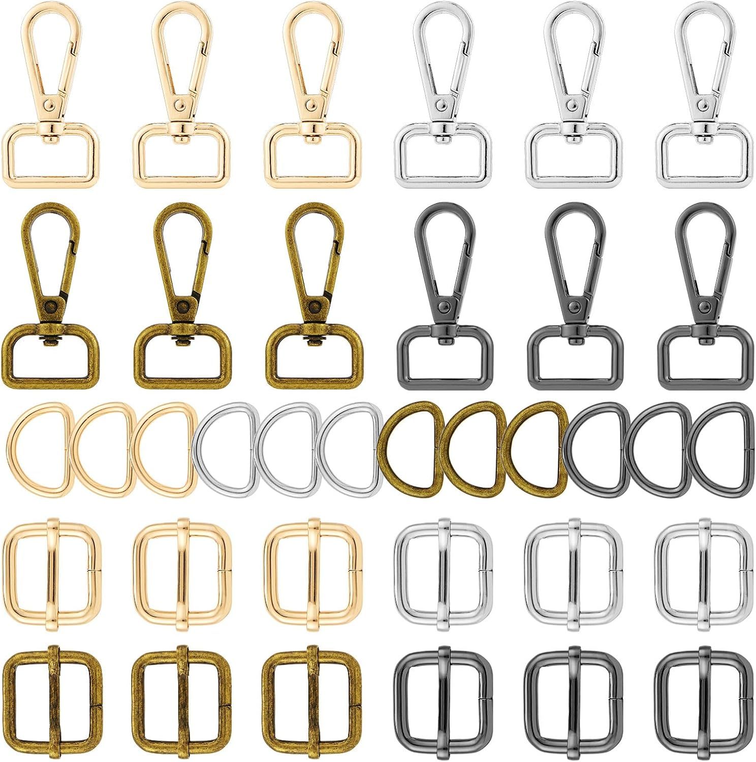 Purse Hardware Heavy Duty Swivel Snap Hooks D Rings and Slide Buckles for Bag Making Handbag Craft - Image 1