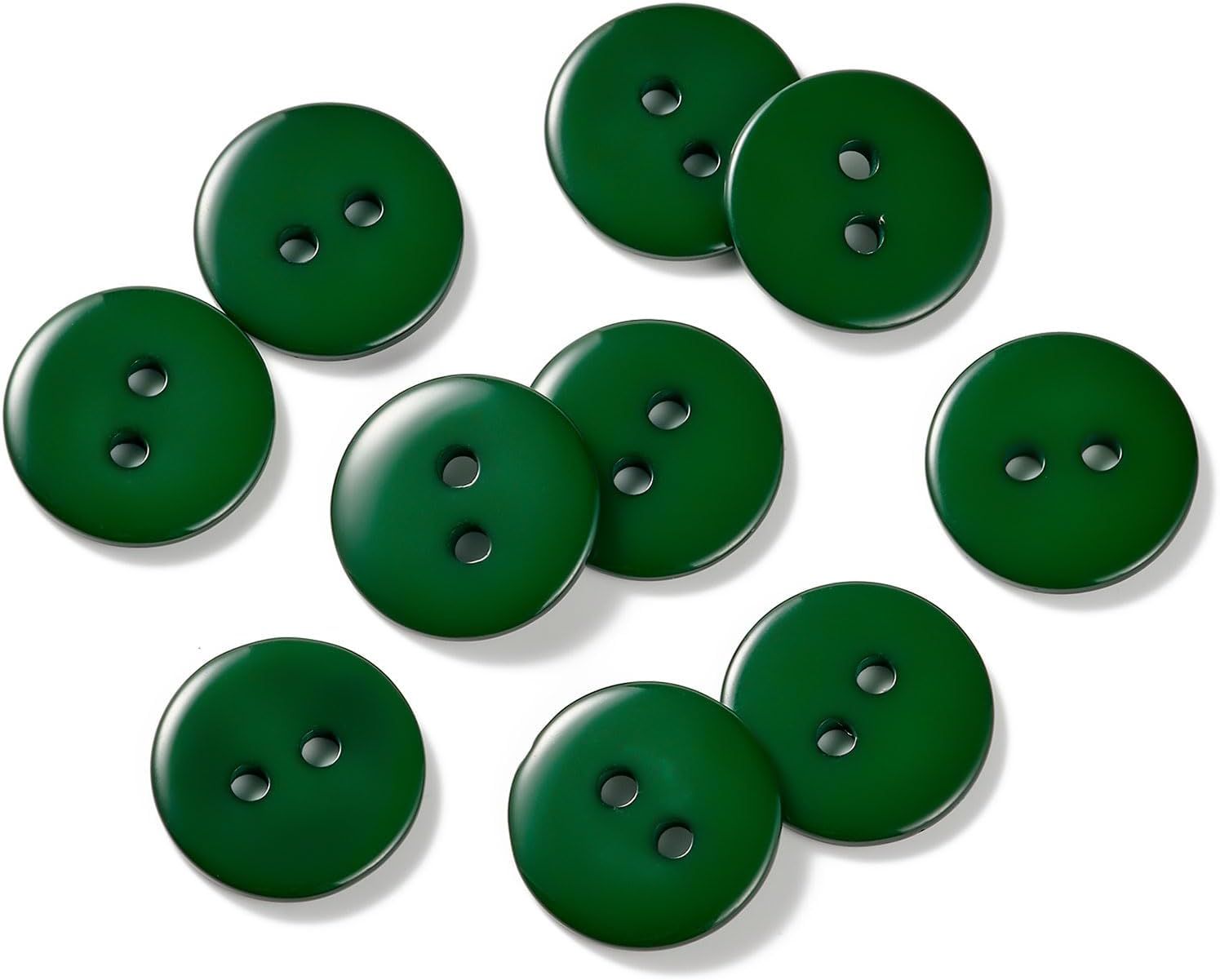 10pcs 15mm Resin Sewing Button,2 Holes Round Craft Decorative Buttons for Coat,Clothes Holiday Decoration DIY Accessories(Dark Green 5/8inch) - Image 1