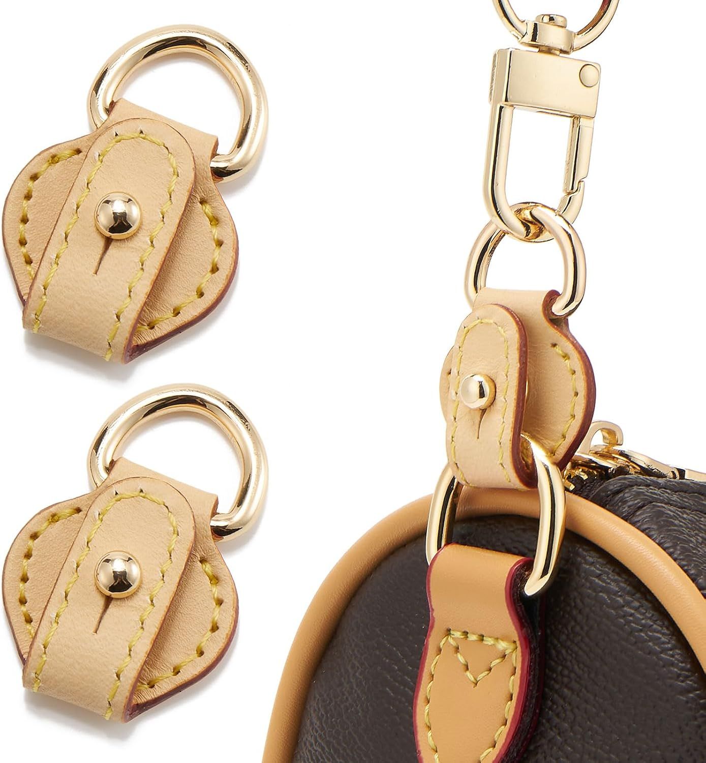 2Pcs Vachetta Leather D Rings for Purse,Undamaged D Rings Connector Purse Making Supplies - Image 3