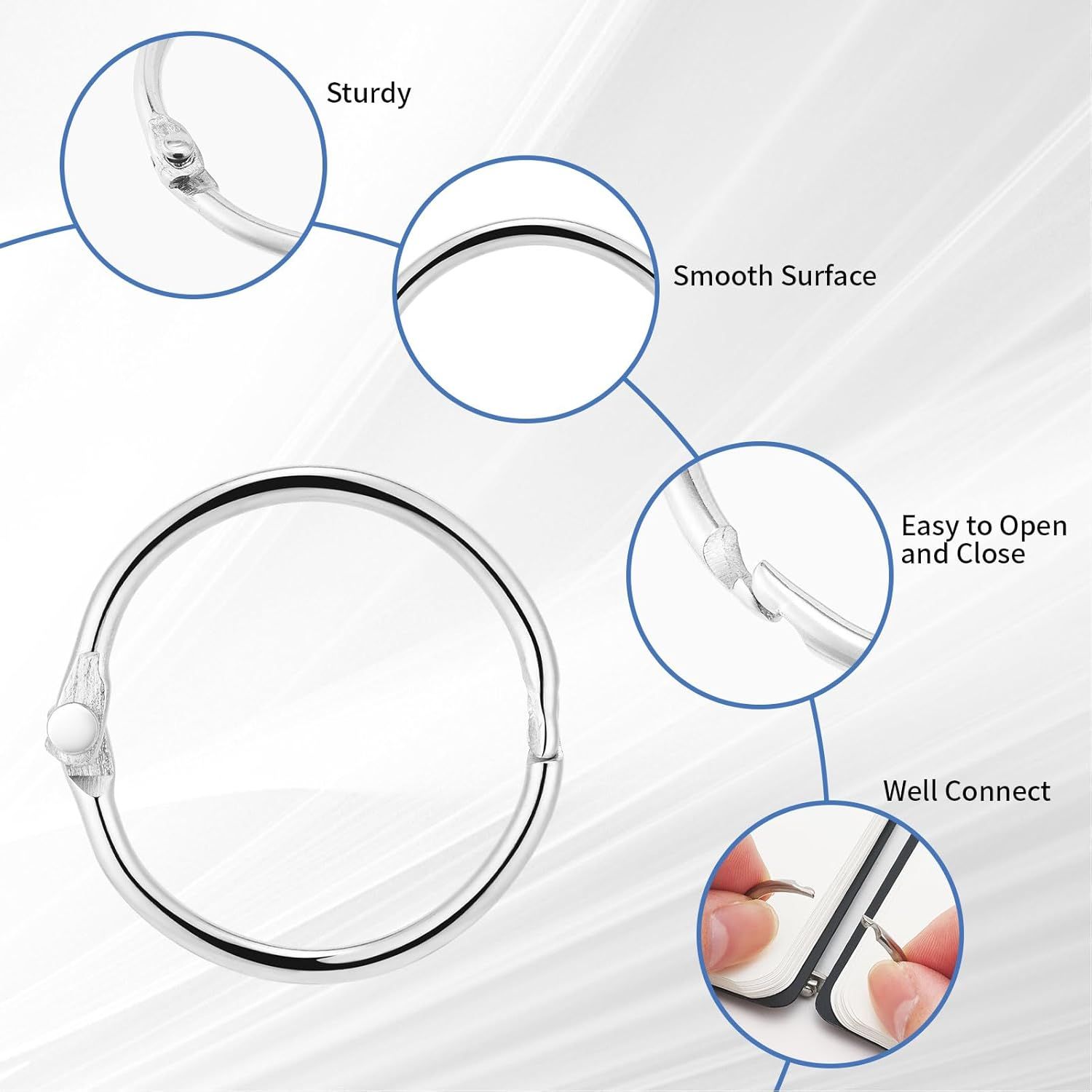 Loose Leaf Binder Rings 1Inch(12 Pack) Office Metal Book Ring,Nickel Plated Steel Key Rings for School Home or Office,Sliver - Image 5