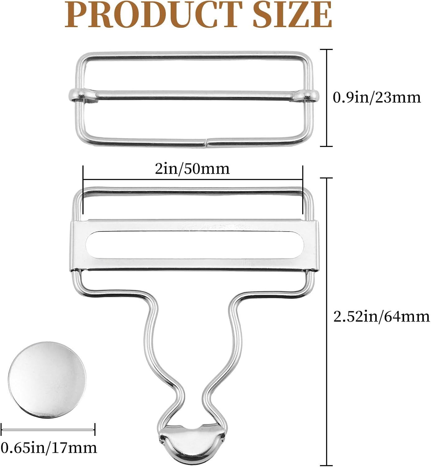 6 Sets Metal Overalls Buckles,Metal Suspender Buckle Overall Clips with Adjustable Tri Glide Slide Buckle Buttons - Image 2