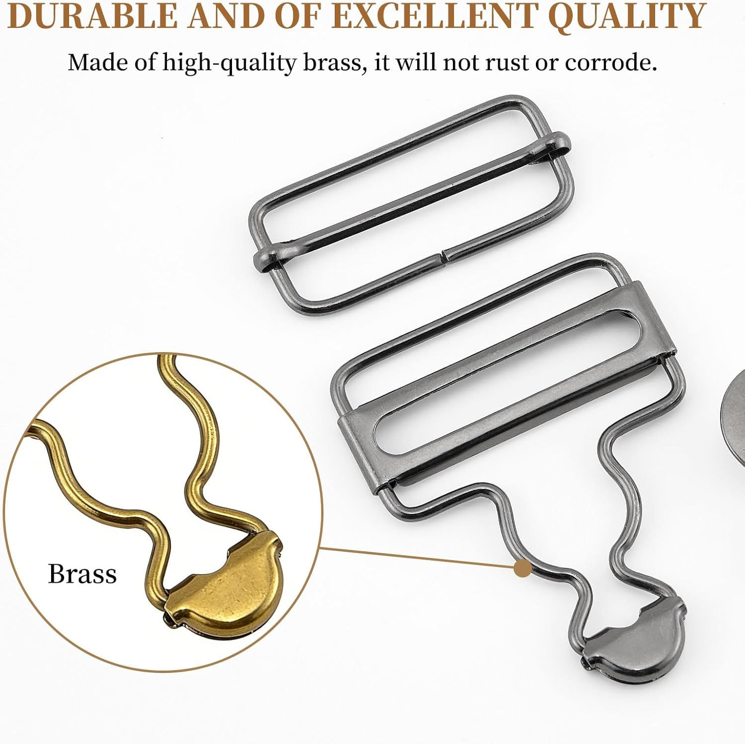 6 Sets Metal Overalls Buckles,Metal Suspender Buckle Overall Clips with Adjustable Tri Glide Slide Buckle Buttons - Image 4