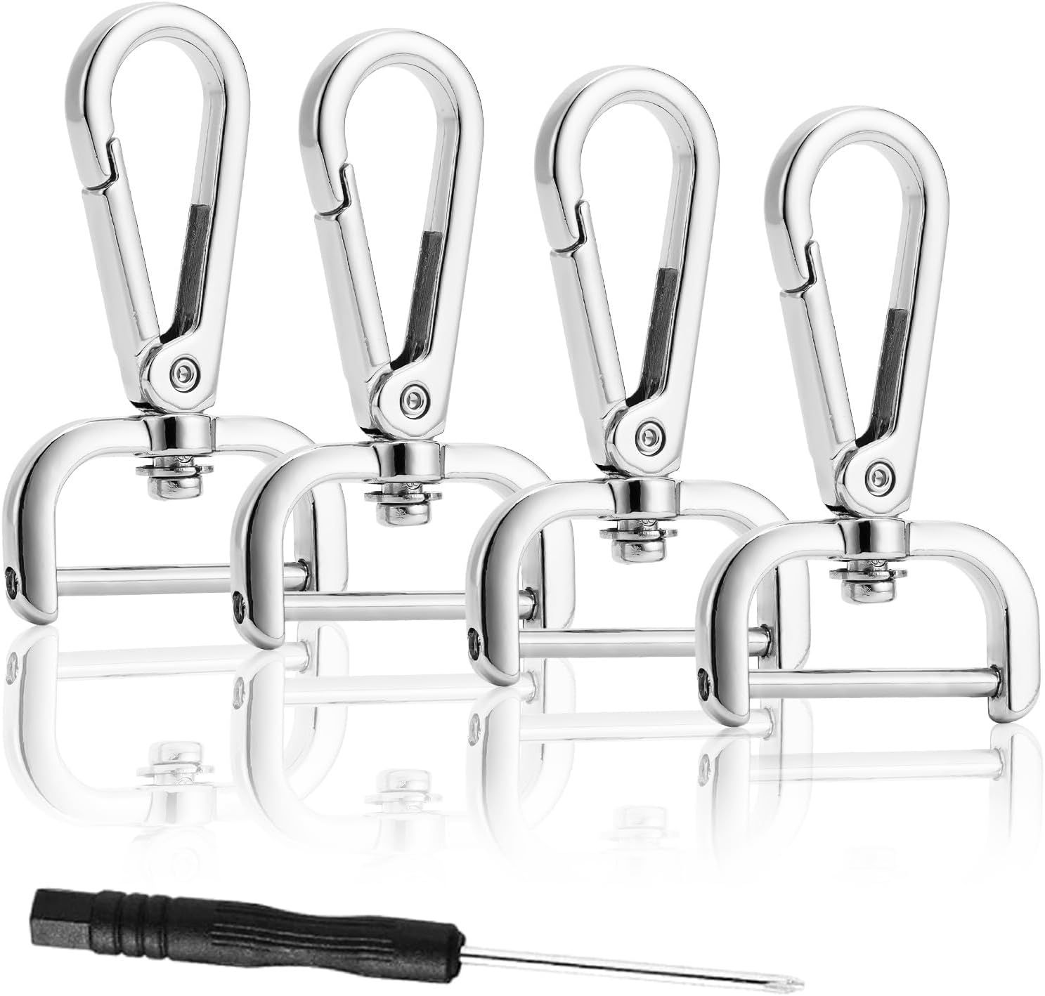 4pcs Detachable Snap Hook Swivel Clasp with Screw Bag Leather Strap Hardware Replacement,Silver5/8 - Image 1