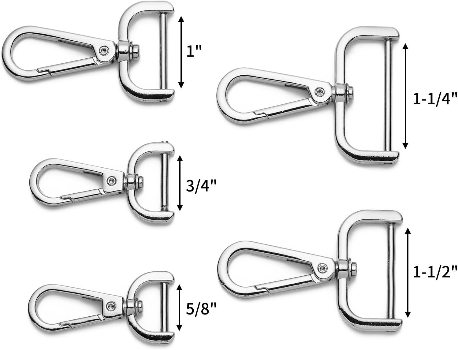 4pcs Detachable Snap Hook Swivel Clasp with Screw Bag Leather Strap Hardware Replacement,Silver5/8 - Image 2
