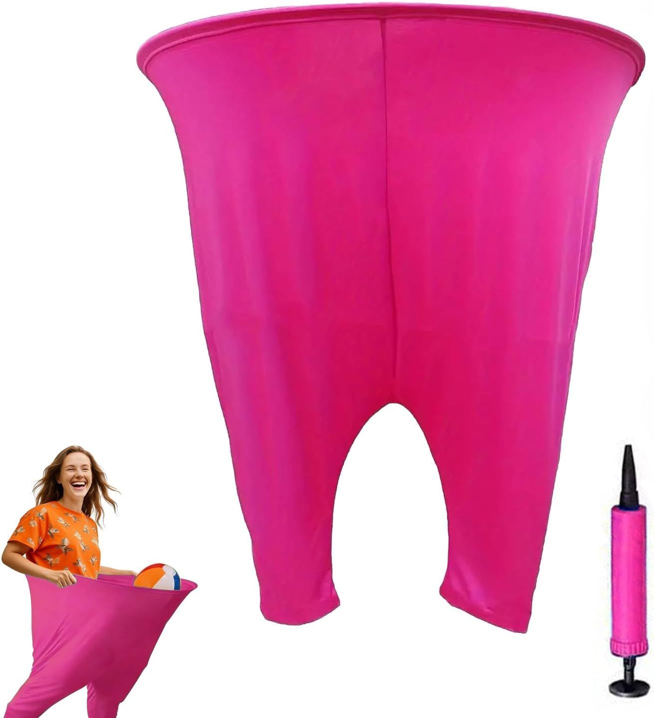 Granny Pants Yard Game Set Giant Outdoor Party Activity for Kids and Adults, Big Pants Ball Catching Set with 4 Balloons and Pump, Funny Lawn Activity, Ring Toss Games (Deep Pink) - Image 1