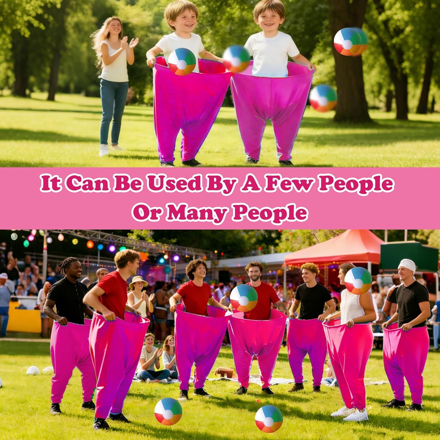 Granny Pants Yard Game Set Giant Outdoor Party Activity for Kids and Adults, Big Pants Ball Catching Set with 4 Balloons and Pump, Funny Lawn Activity, Ring Toss Games (Deep Pink) - Image 7