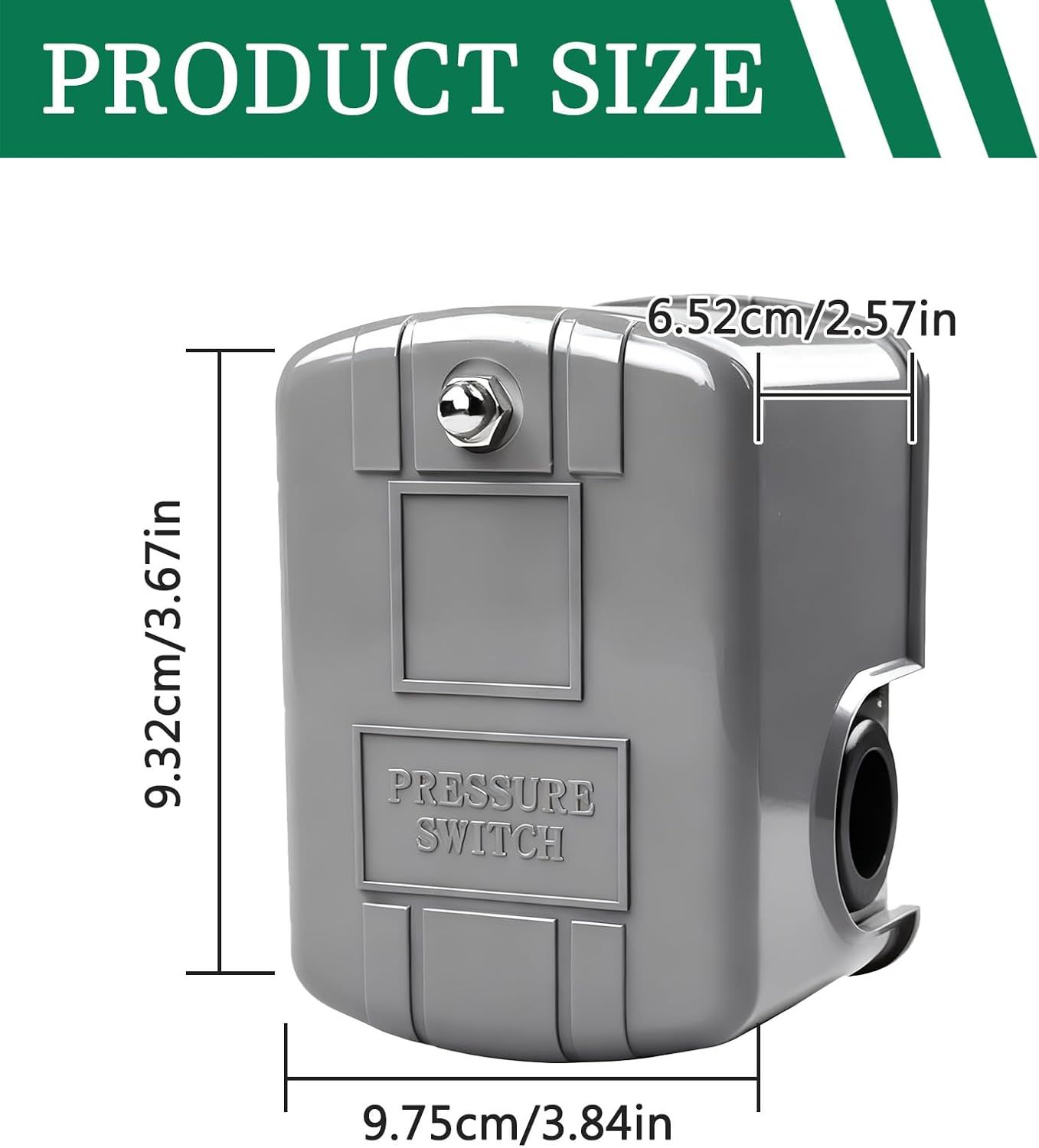Automatic Water Pump Pressure Switch 40–60 PSI, Adjustable Differential, 1/4