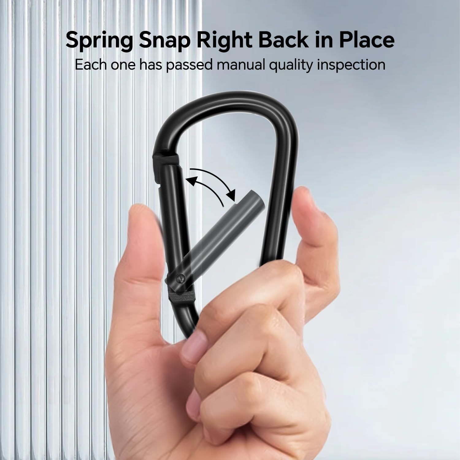 Black Carabiner Clip, Includes Mini 2 Inch Carbineers, Small 2.3