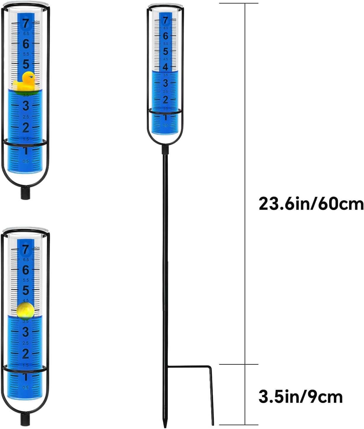 Rain Gauge Outdoor for Yard, Heavy Duty Rain Guage Gage Freeze Proof Best Rated, Large Plastic Water Gauge with Floating Duck and Ball, Playful & Accurate - Image 7