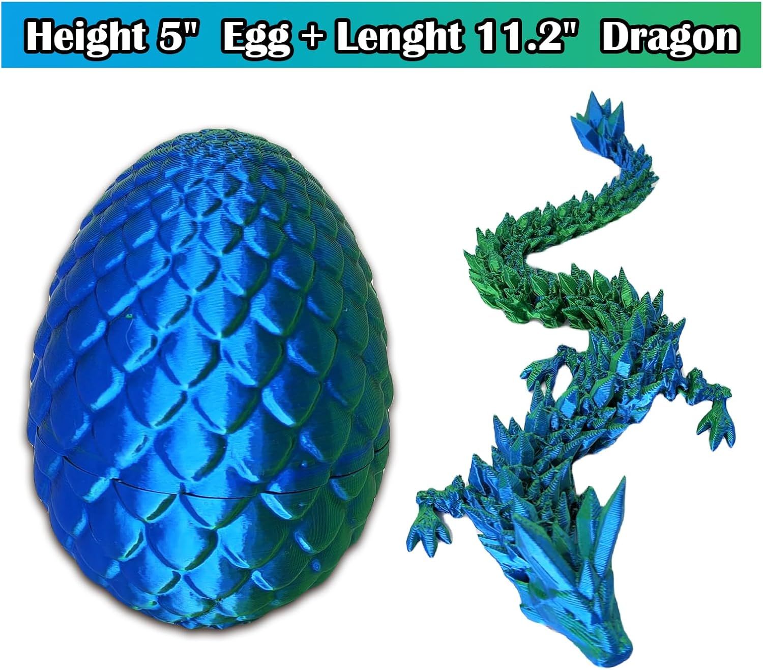 3D Printed Dragon Egg, 3D Printed Articulated Dragon Eggs with Dragon Inside, Crystal Dragon Fidget Toy, Adults Fidget Toys, Mystery Dragon Egg for Autism and ADHD（Laser Green） - Image 5