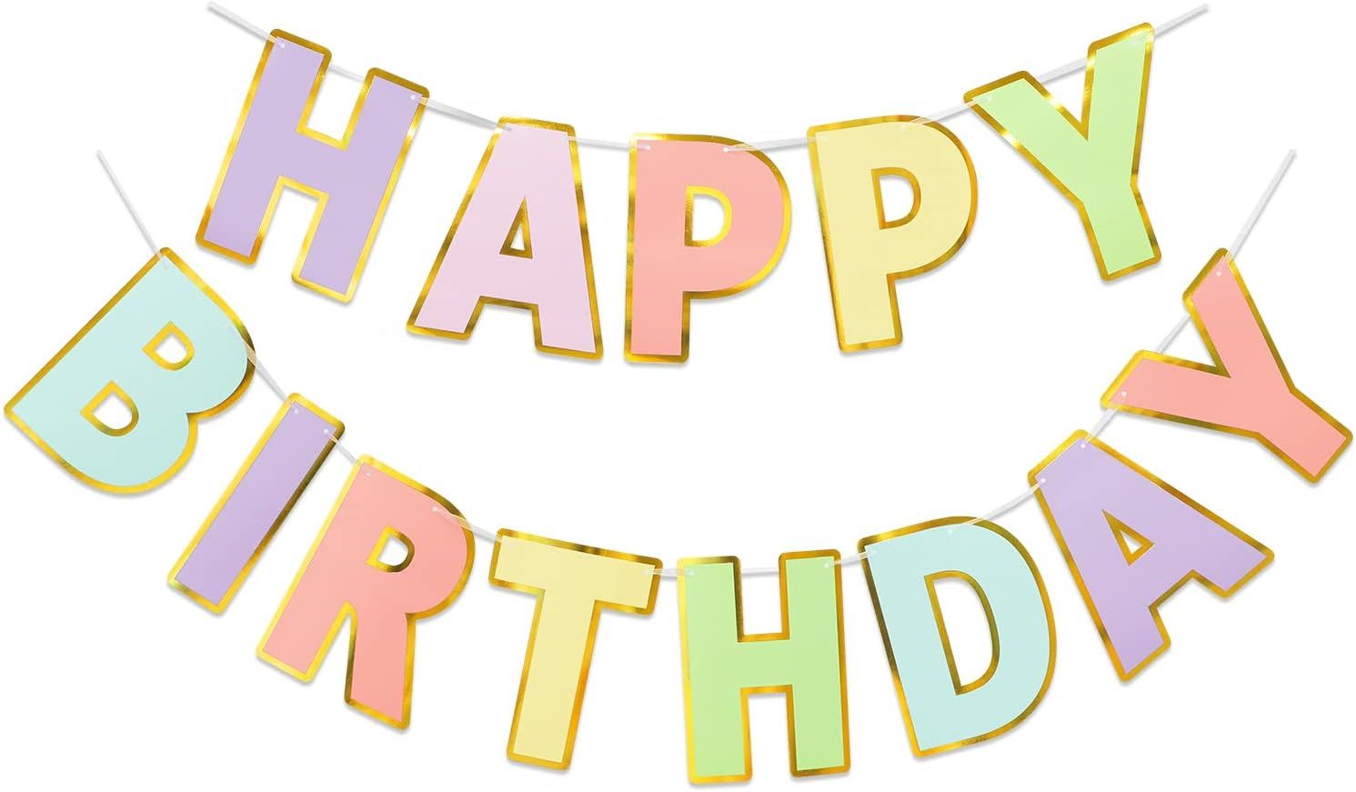 Happy Birthday Banner - 9ft Pre-Strung Happy Birthday Sign for Women, Men, Girls, Boys - No DIY Birthday Decorations & Party Supplies(Macaron) - Image 2
