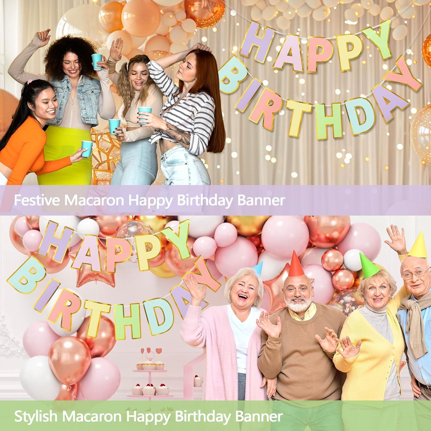 Happy Birthday Banner - 9ft Pre-Strung Happy Birthday Sign for Women, Men, Girls, Boys - No DIY Birthday Decorations & Party Supplies(Macaron) - Image 6