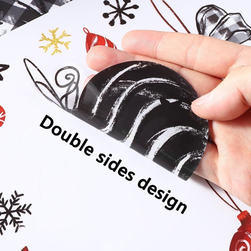 136 PCS Christmas Window Clings Stickers Winter Snowflakes Merry Christmas Tree Pine Branches Window Decals for Xmas Party Home Holiday Shop Glass Display Decoration - Image 5