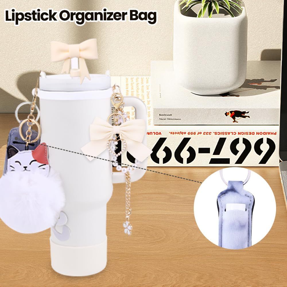 11PCS Stanley Cup Accessories Set for Stanley Cup 30oz 40oz Tumbler Including Water Bottle Handle Strap Silicone Cup Boot Spill Stopper Lipstick Holder Keychain Charms Straw Topper - Image 5